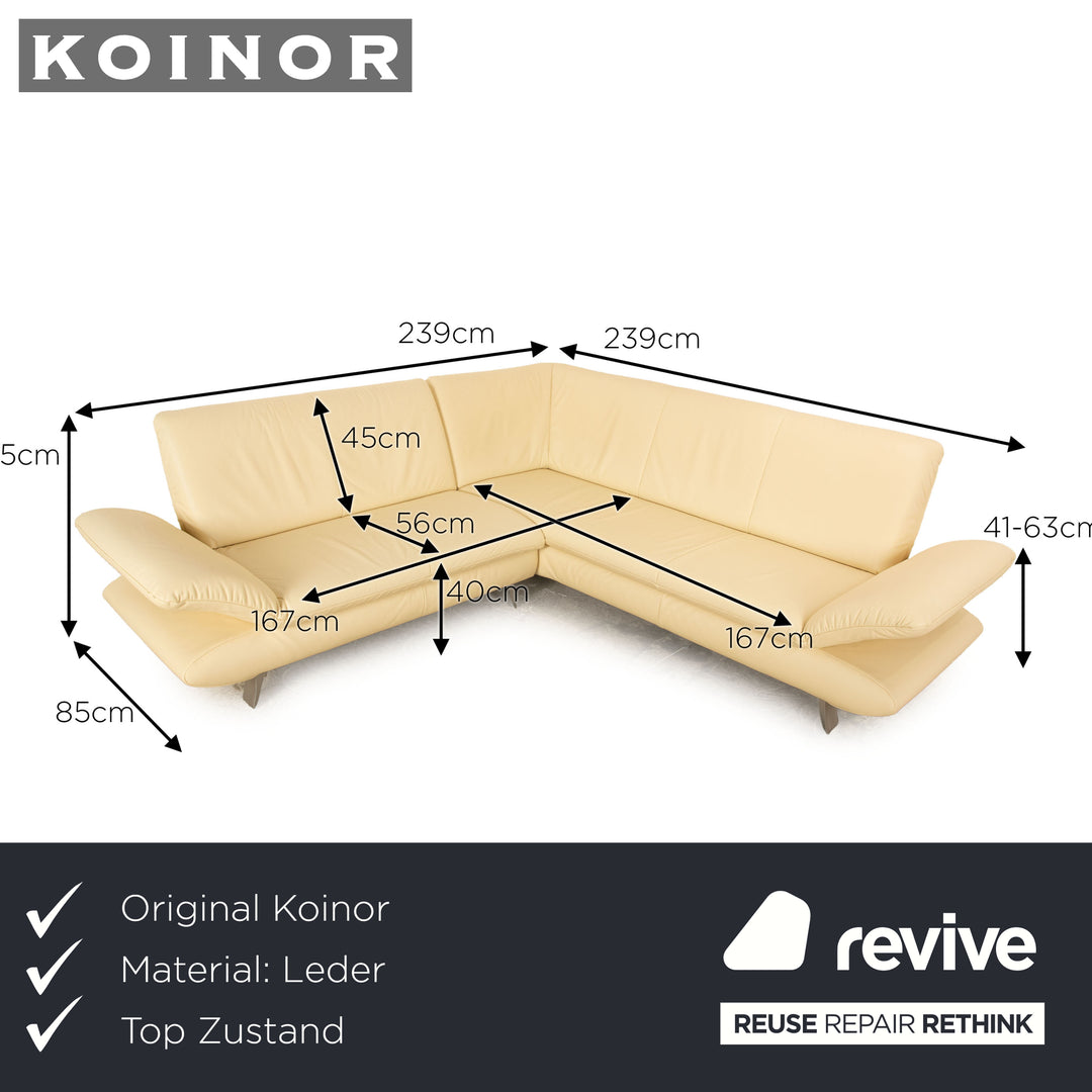 Koinor Rossini leather corner sofa beige sofa couch manual function