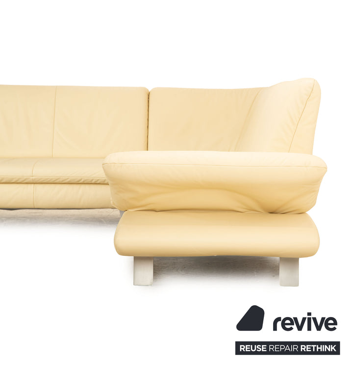 Koinor Rossini leather corner sofa beige sofa couch manual function