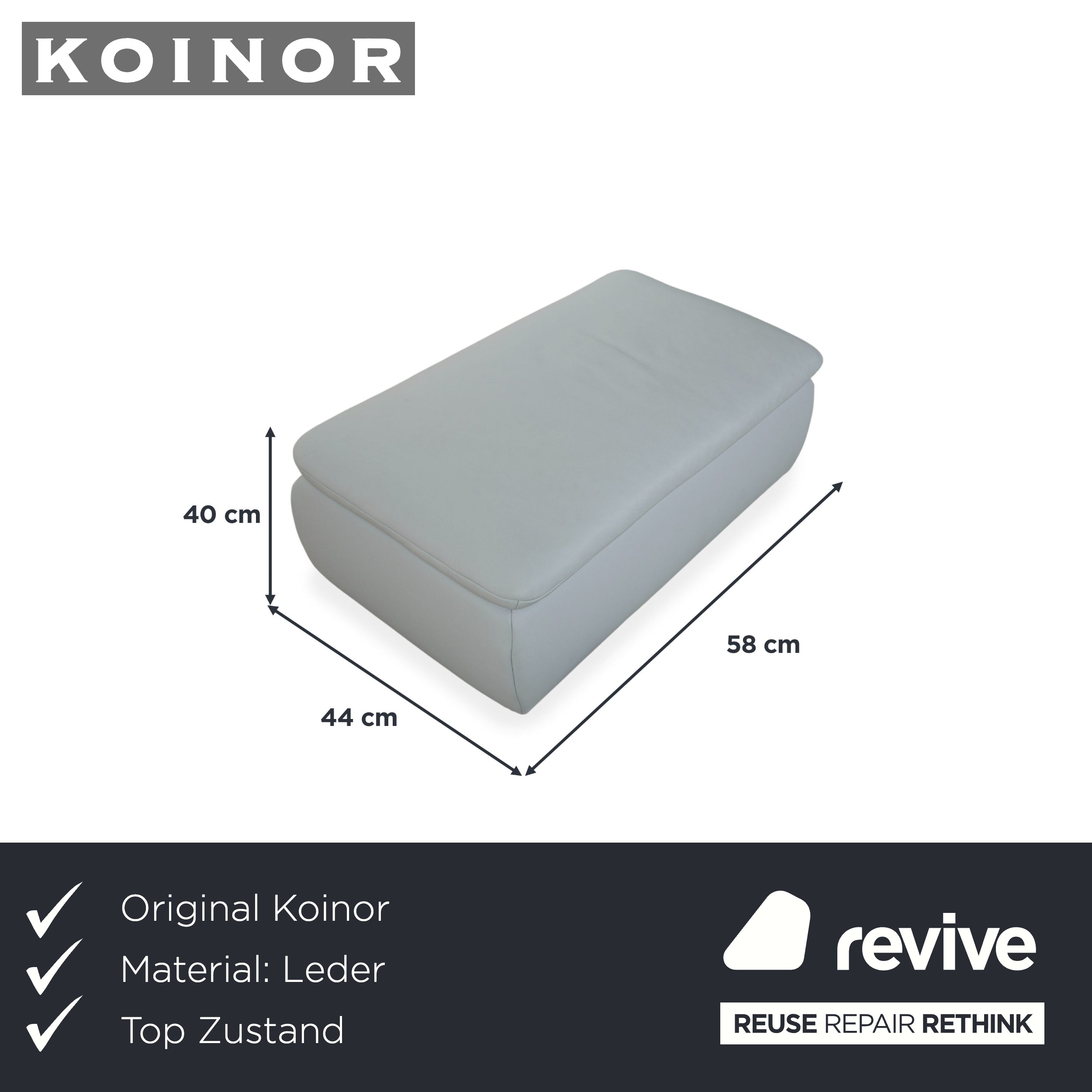 Koinor Rossini Leder Hocker Blau Grau