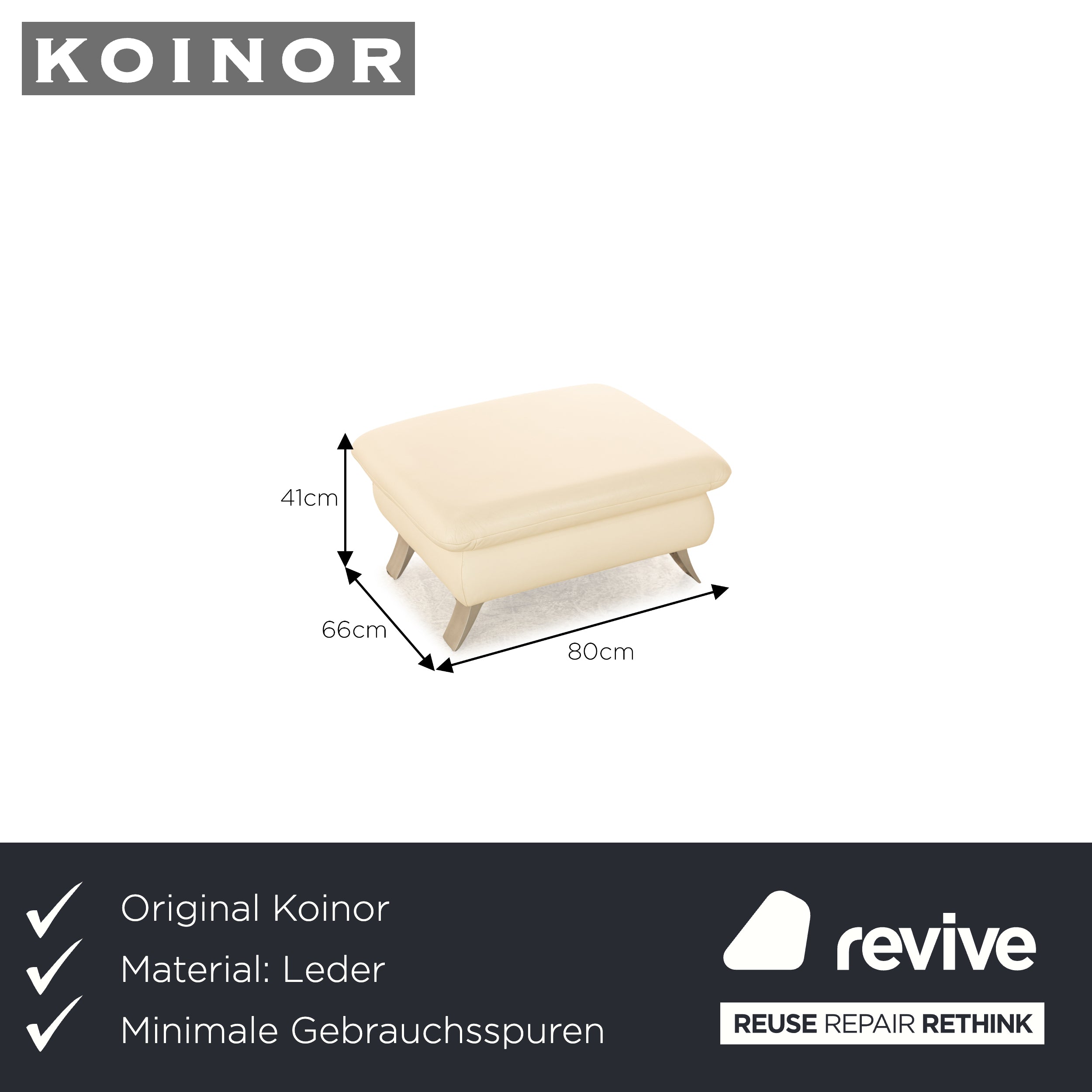 Koinor Rossini Leather Stool Cream White Pearl White