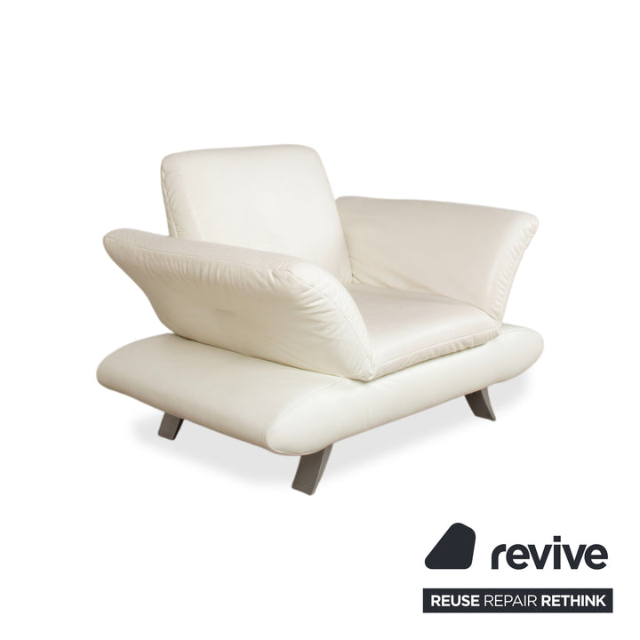 Fauteuil en cuir Koinor Rossini blanc crème à commande manuelle