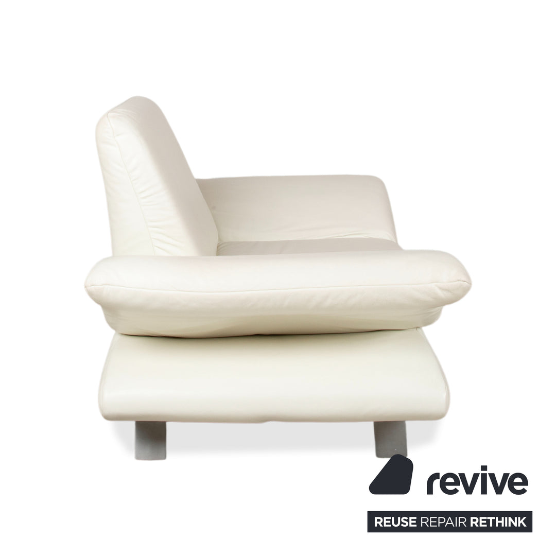 Fauteuil en cuir Koinor Rossini blanc crème à commande manuelle