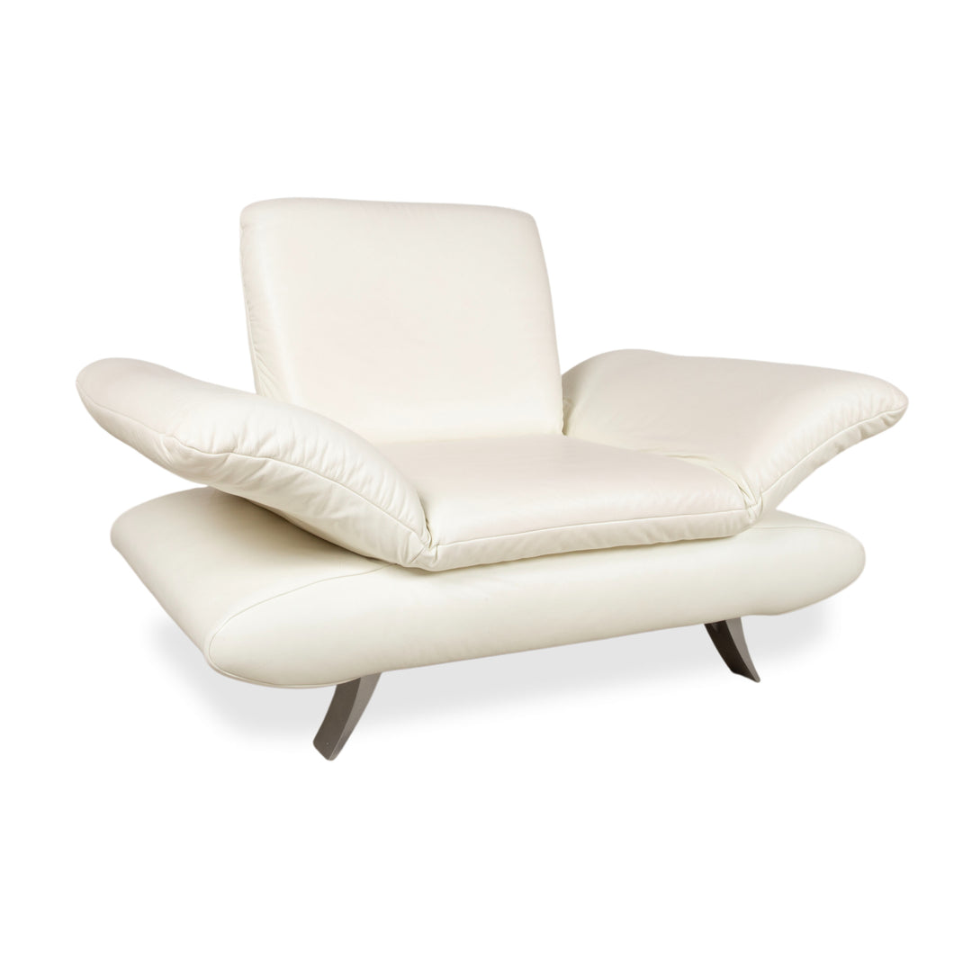 Fauteuil en cuir Koinor Rossini blanc crème à commande manuelle