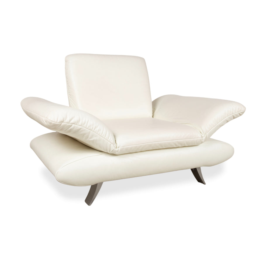 Fauteuil en cuir Koinor Rossini blanc crème à commande manuelle