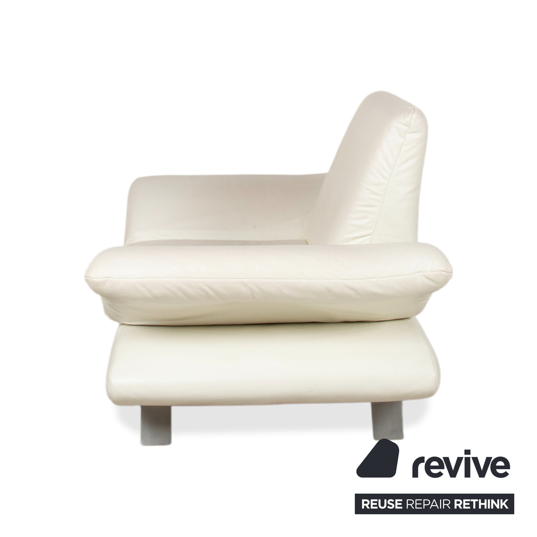 Fauteuil en cuir Koinor Rossini blanc crème à commande manuelle