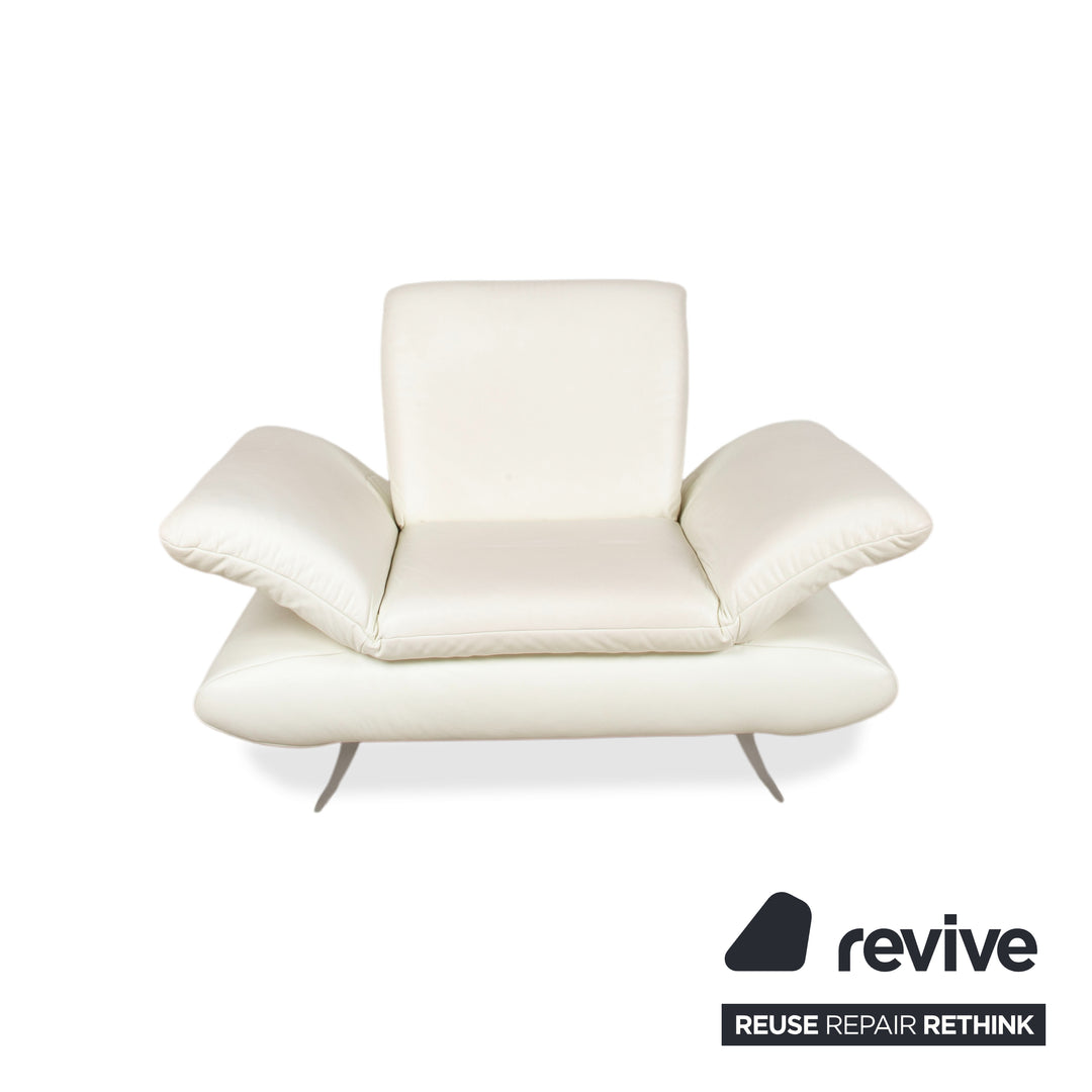 Fauteuil en cuir Koinor Rossini blanc crème à commande manuelle
