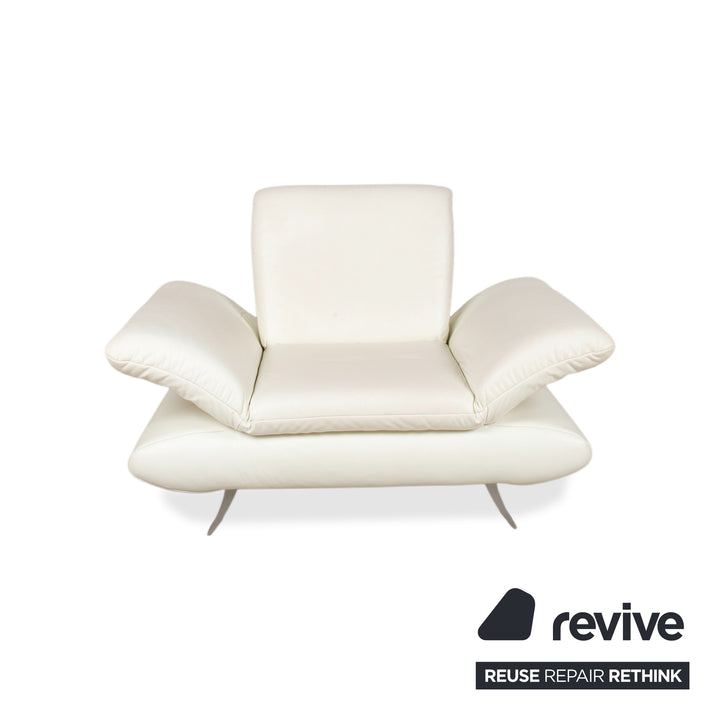 Fauteuil en cuir Koinor Rossini blanc crème à commande manuelle