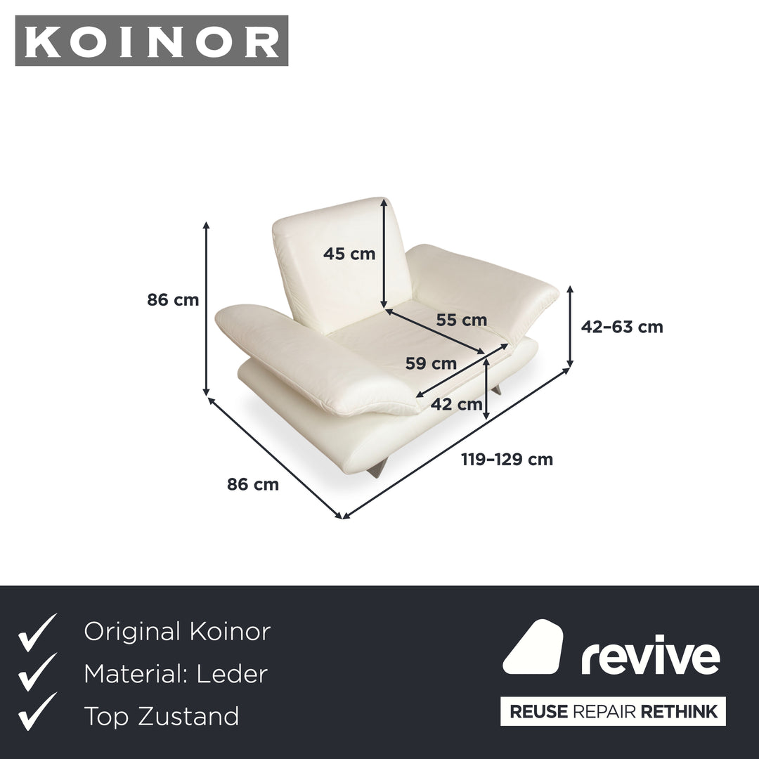 Fauteuil en cuir Koinor Rossini blanc crème à commande manuelle