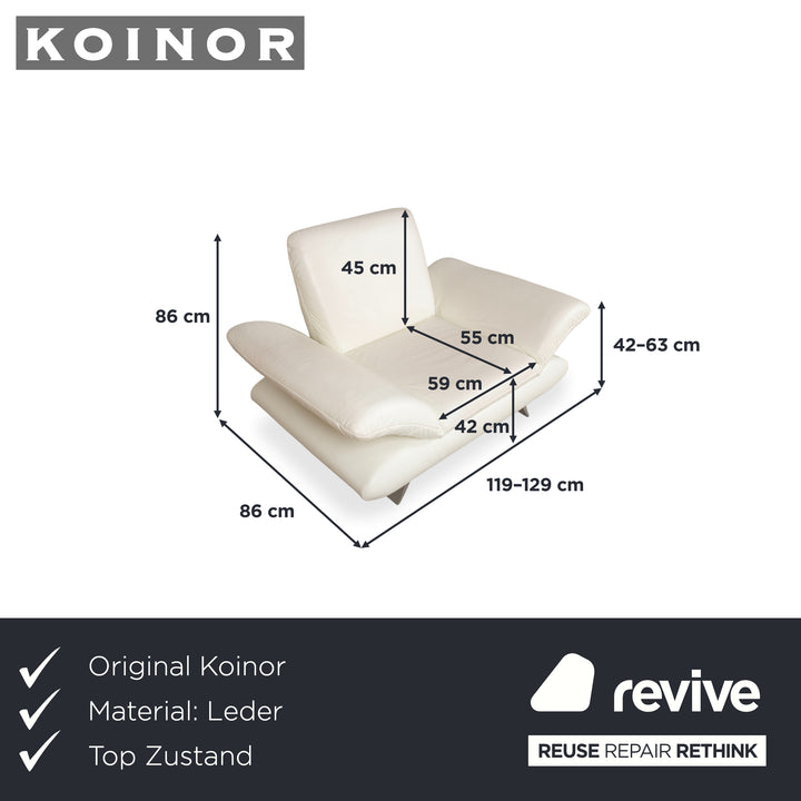 Fauteuil en cuir Koinor Rossini blanc crème à commande manuelle