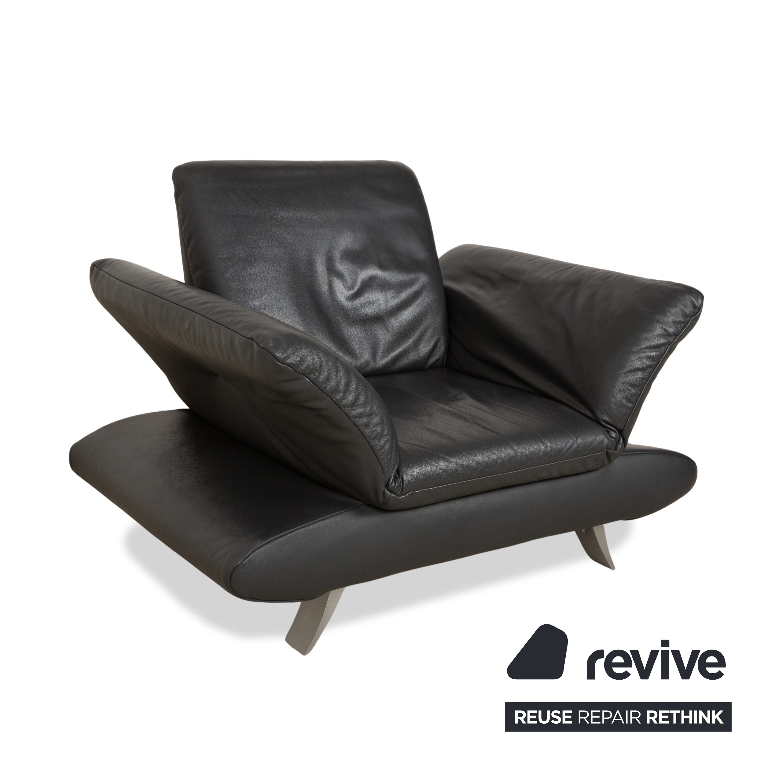 Fauteuil en cuir Koinor Rossini gris foncé anthracite fonction manuelle