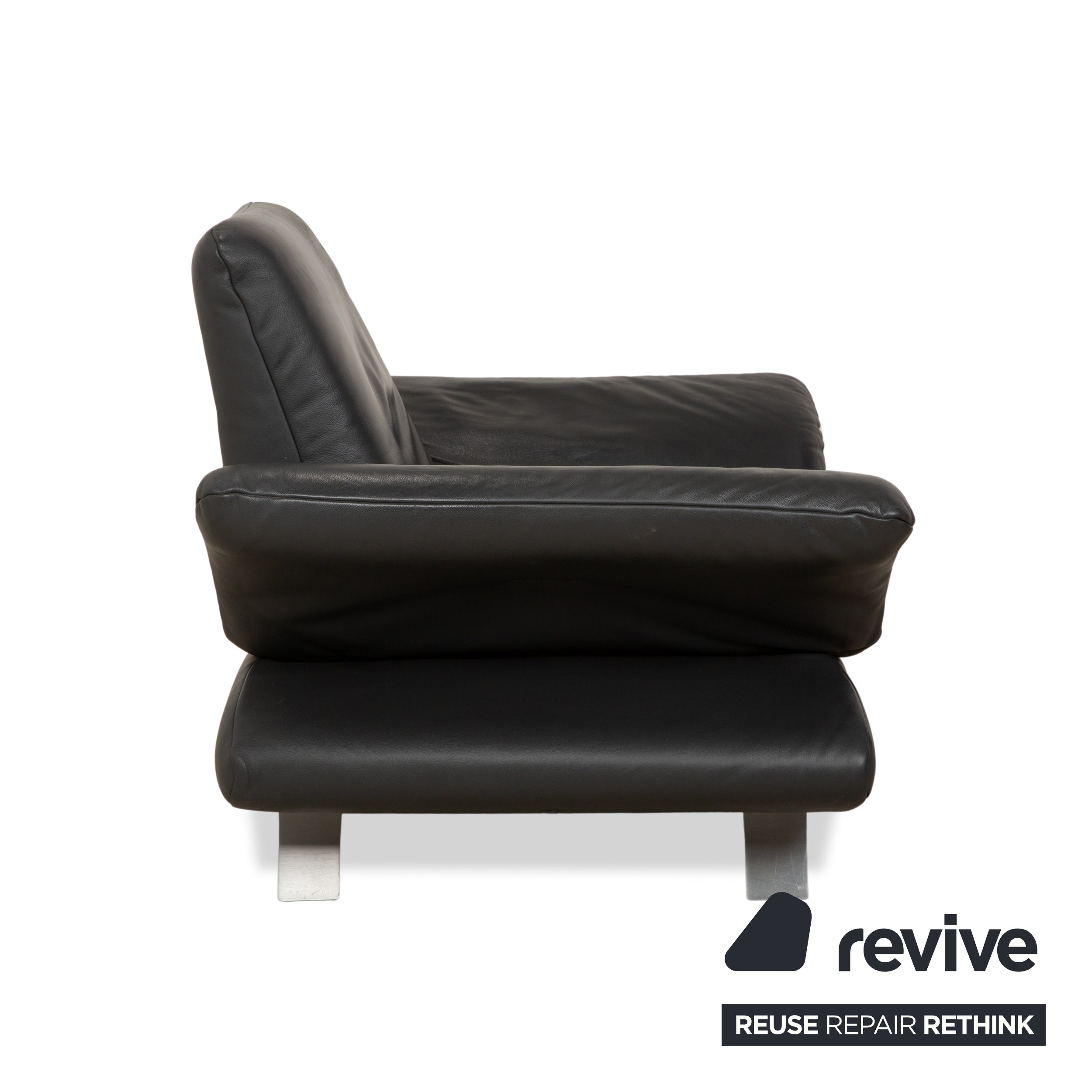 Fauteuil en cuir Koinor Rossini gris foncé anthracite fonction manuelle