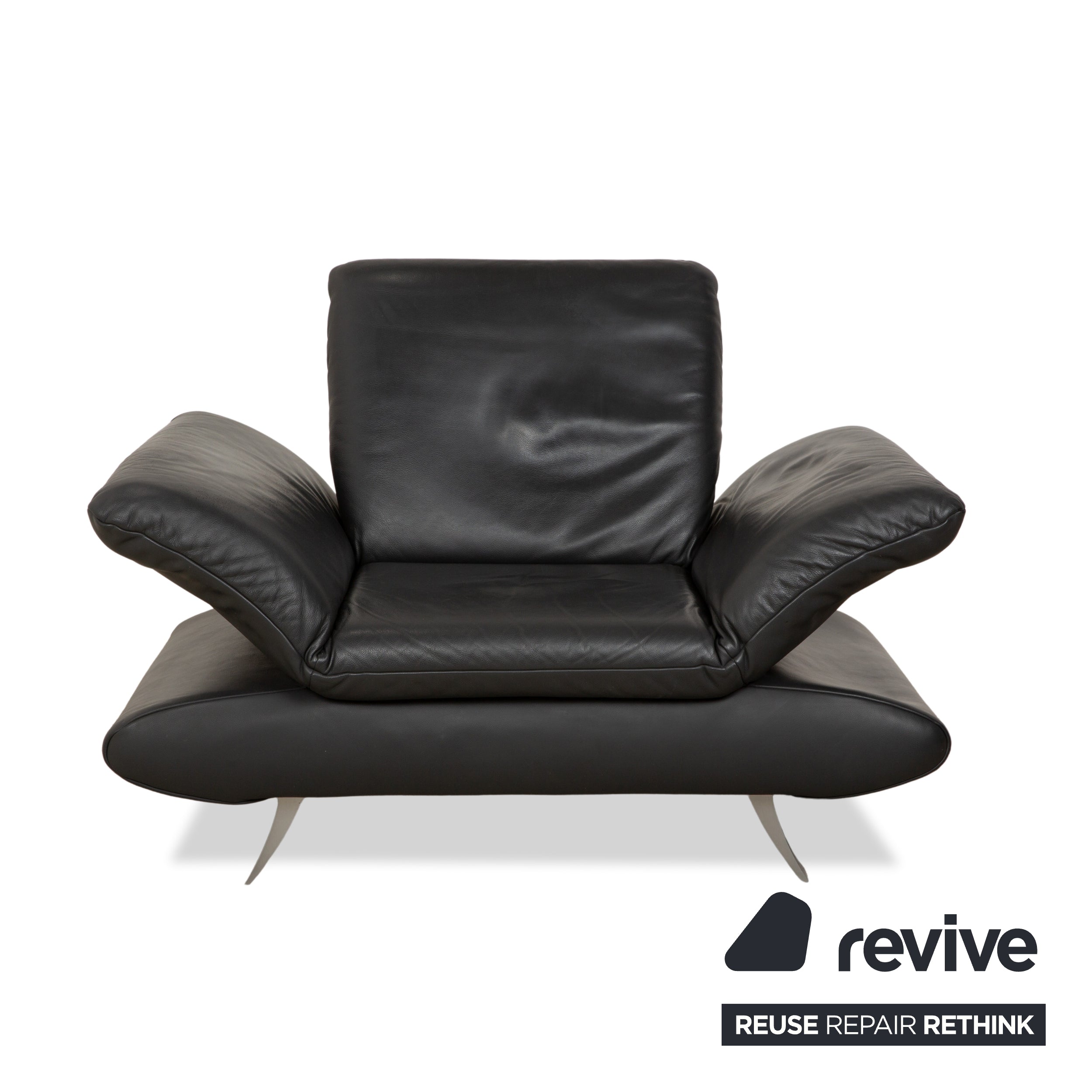Fauteuil en cuir Koinor Rossini gris foncé anthracite fonction manuelle