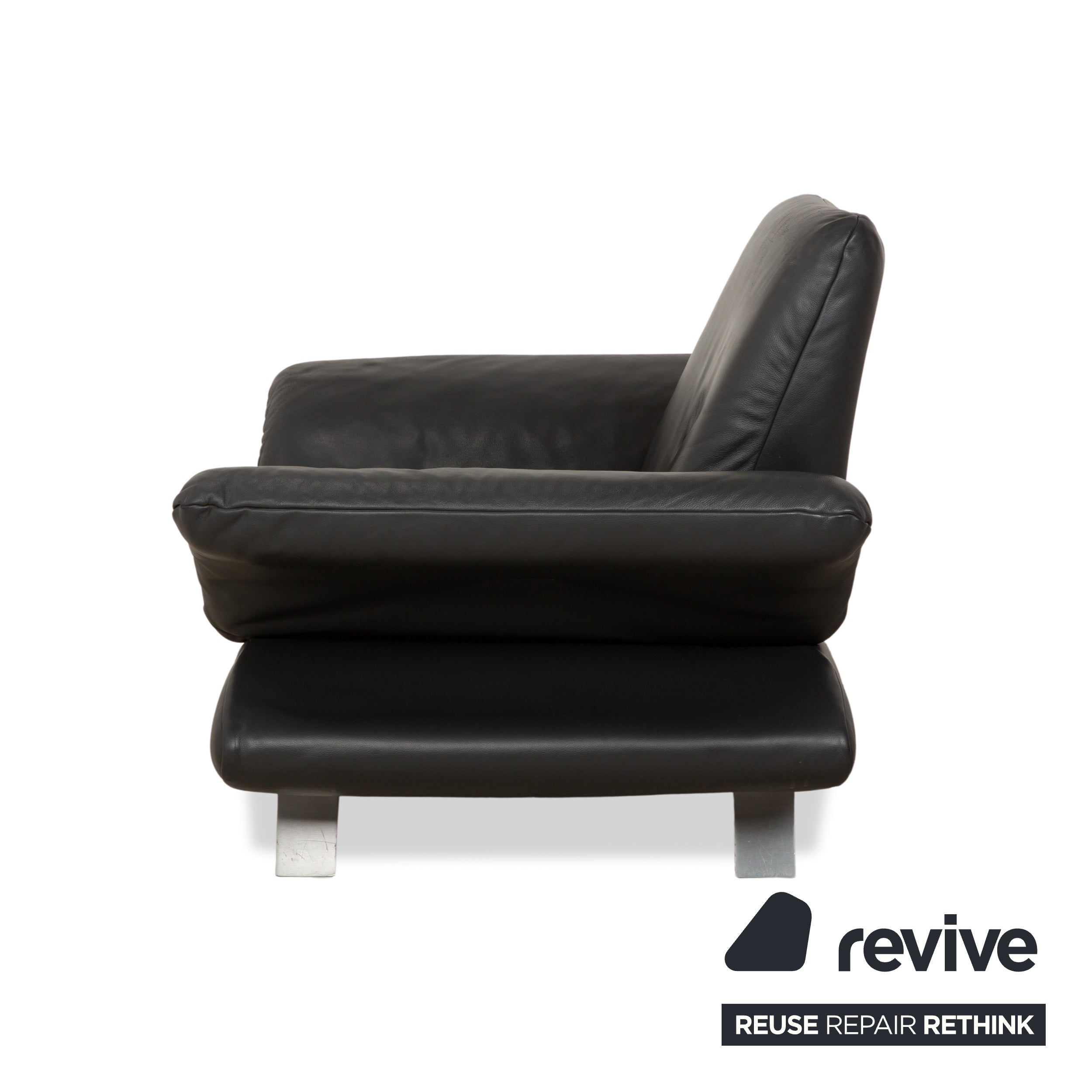 Fauteuil en cuir Koinor Rossini gris foncé anthracite fonction manuelle