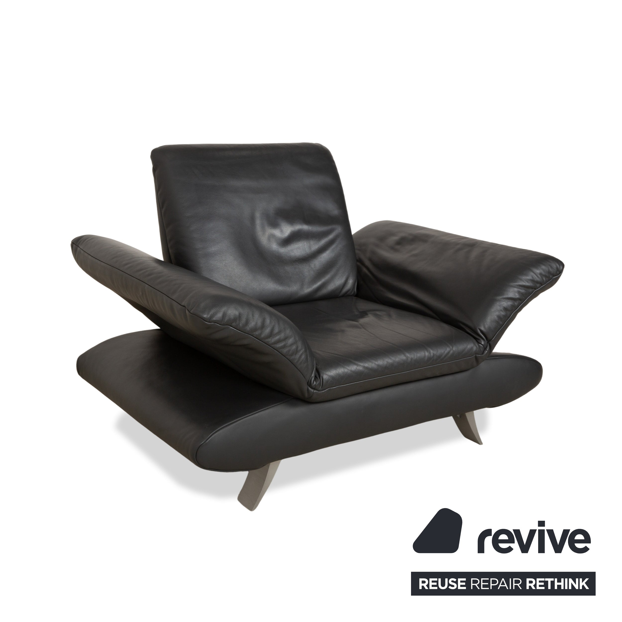 Fauteuil en cuir Koinor Rossini gris foncé anthracite fonction manuelle