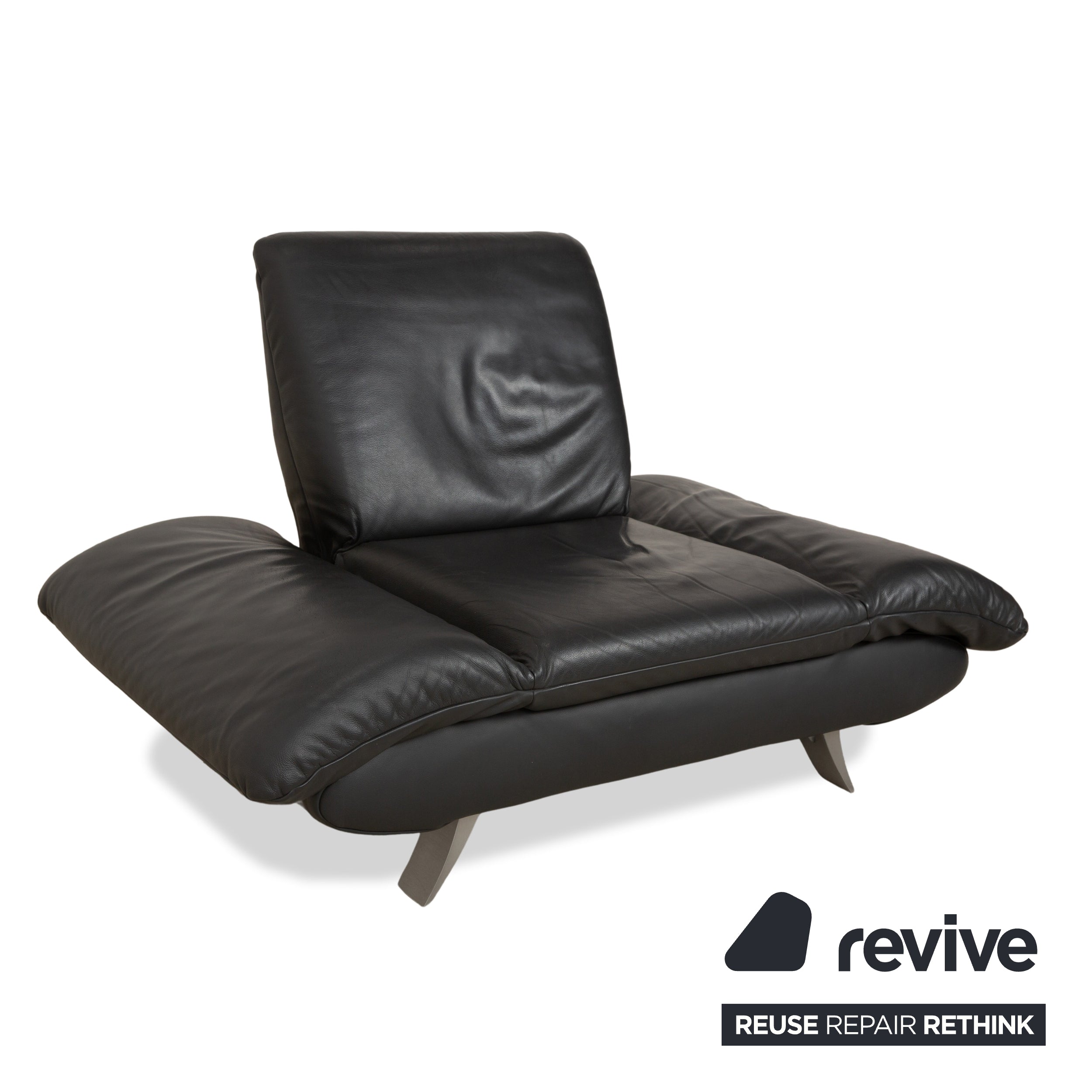 Fauteuil en cuir Koinor Rossini gris foncé anthracite fonction manuelle