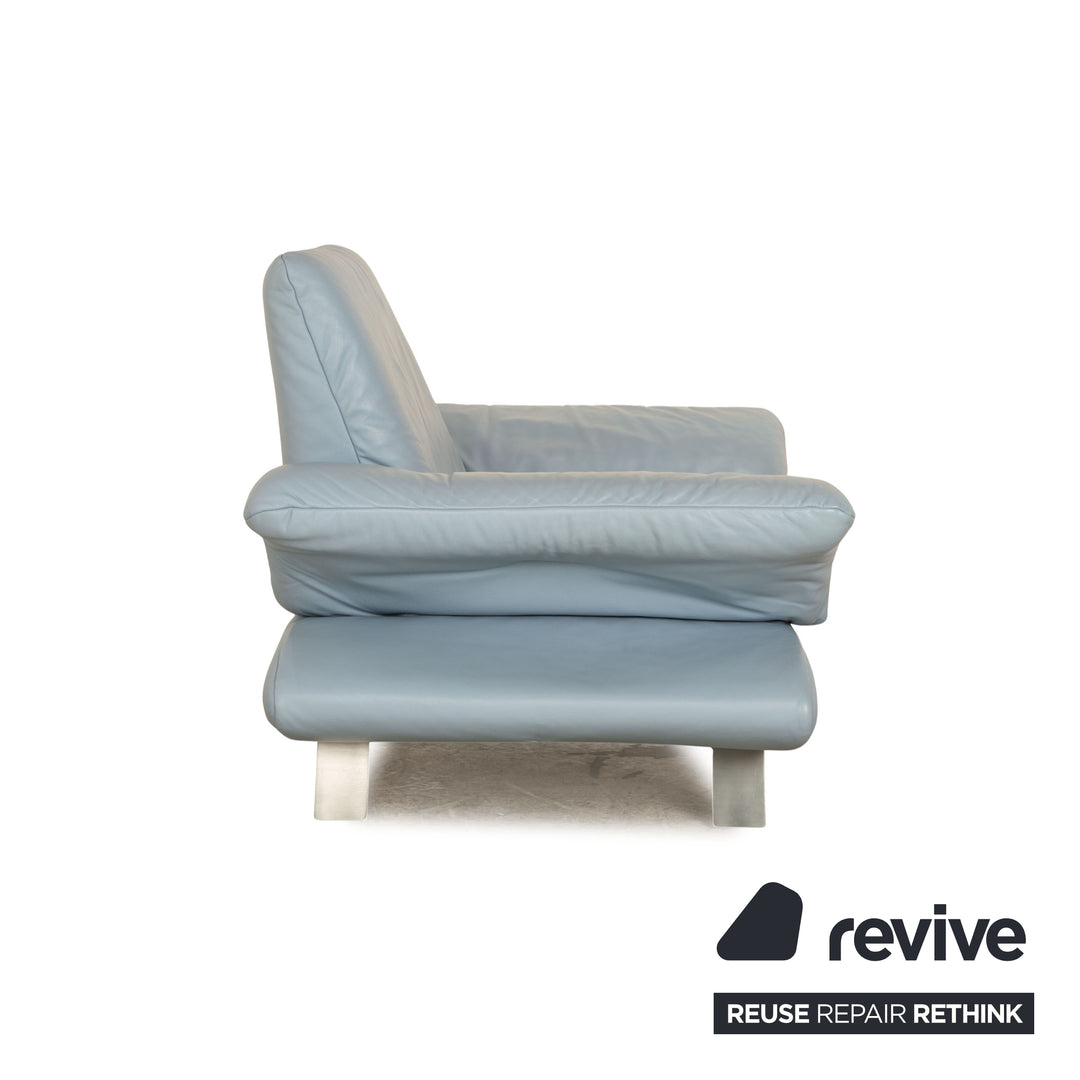 Koinor Rossini leather armchair set blue manual function armchair stool