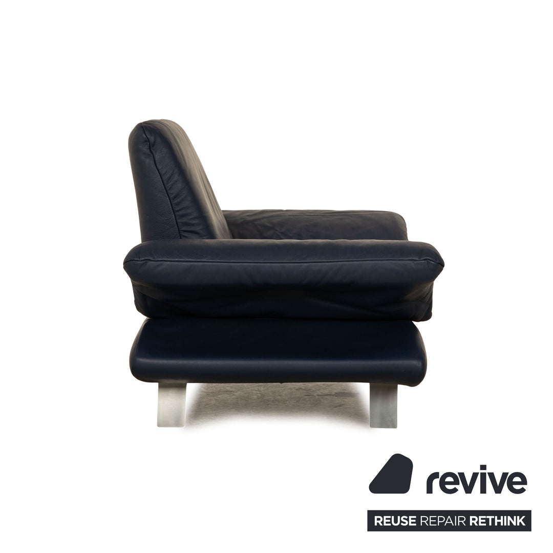 Koinor Rossini leather armchair set blue armchair stool manual function