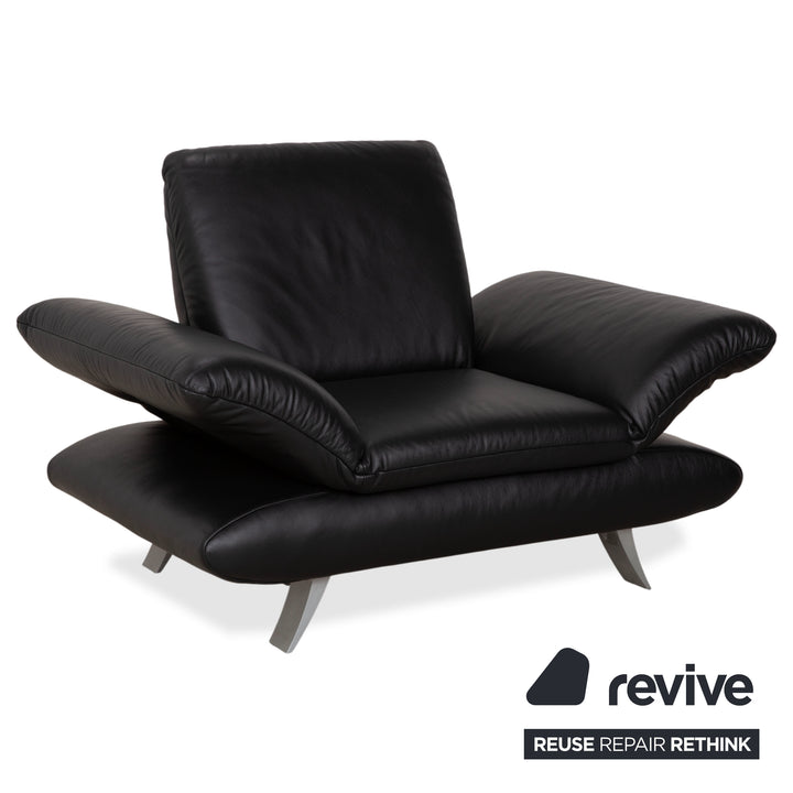 Koinor Rossini Black Leather Sofa Set Manual Function