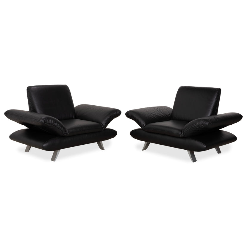 Koinor Rossini Salon en cuir noir, fonction manuelle
