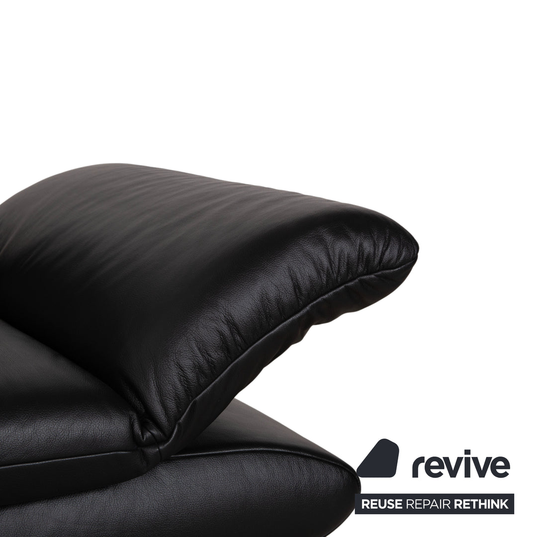 Koinor Rossini Black Leather Sofa Set Manual Function
