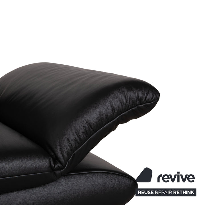Koinor Rossini Black Leather Sofa Set Manual Function