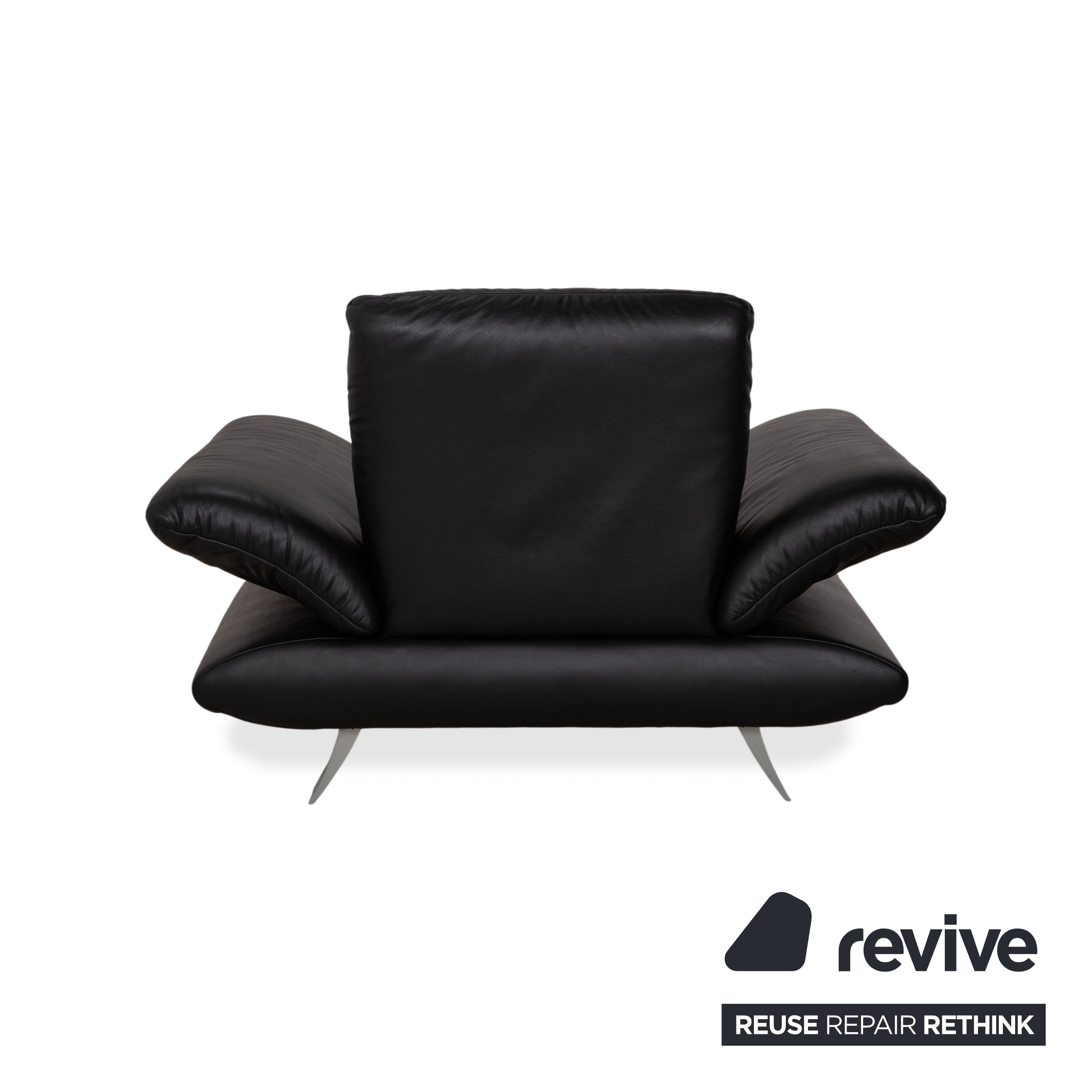 Koinor Rossini Black Leather Sofa Set Manual Function