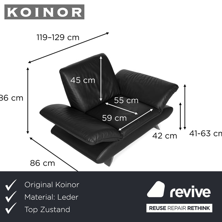 Fauteuil en cuir Koinor Rossini gris anthracite fonction manuelle