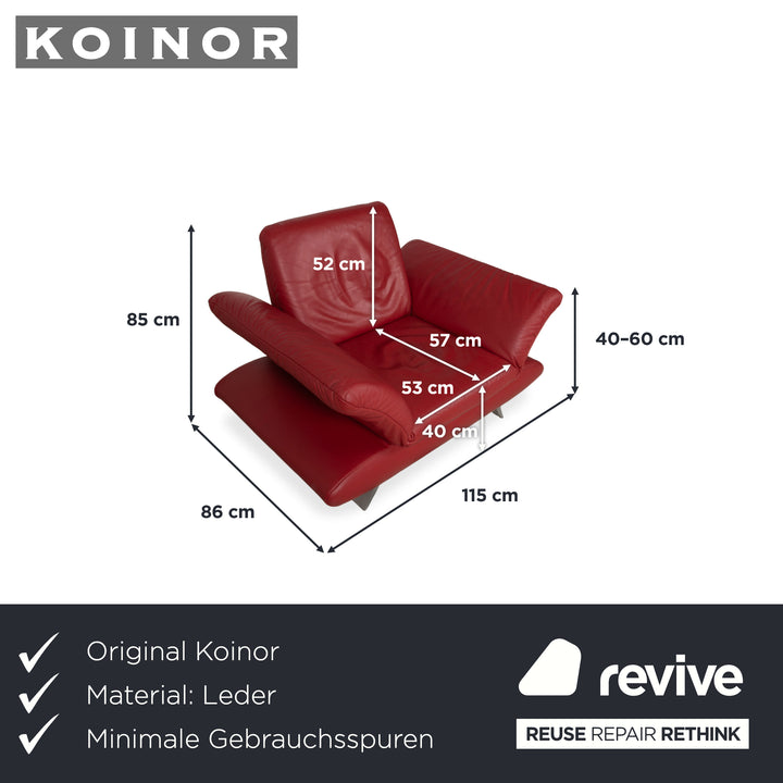 KOINOR Rossini Leather Armchair Red Manual Function