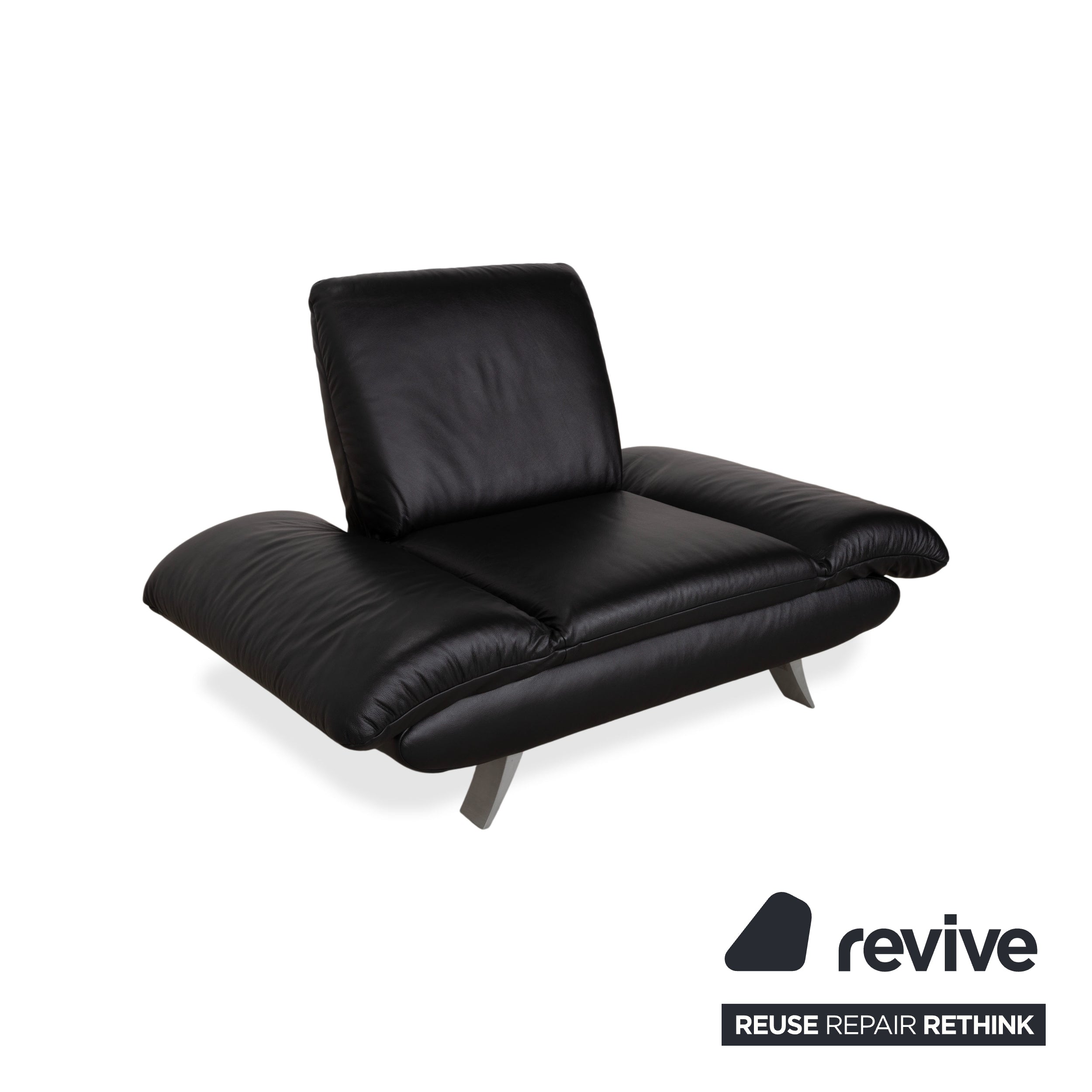Koinor Rossini Black Leather Armchair Manual Function