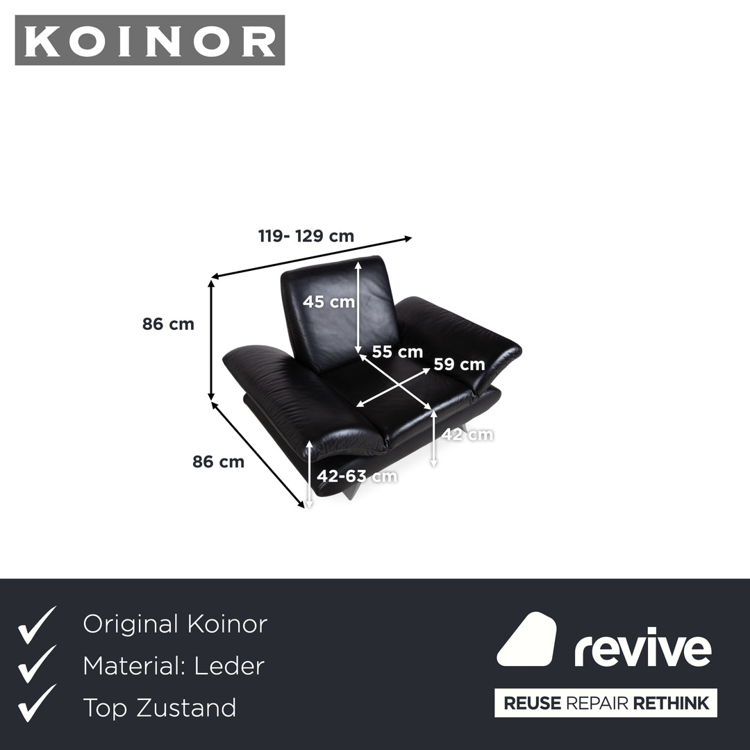 Fauteuil Koinor Rossini cuir noir fonction manuelle