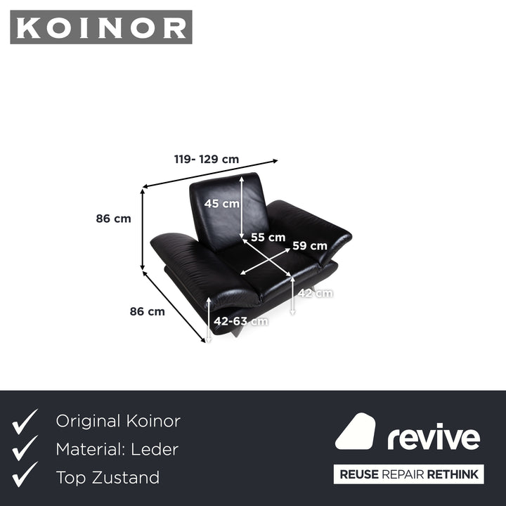 Fauteuil Koinor Rossini cuir noir fonction manuelle