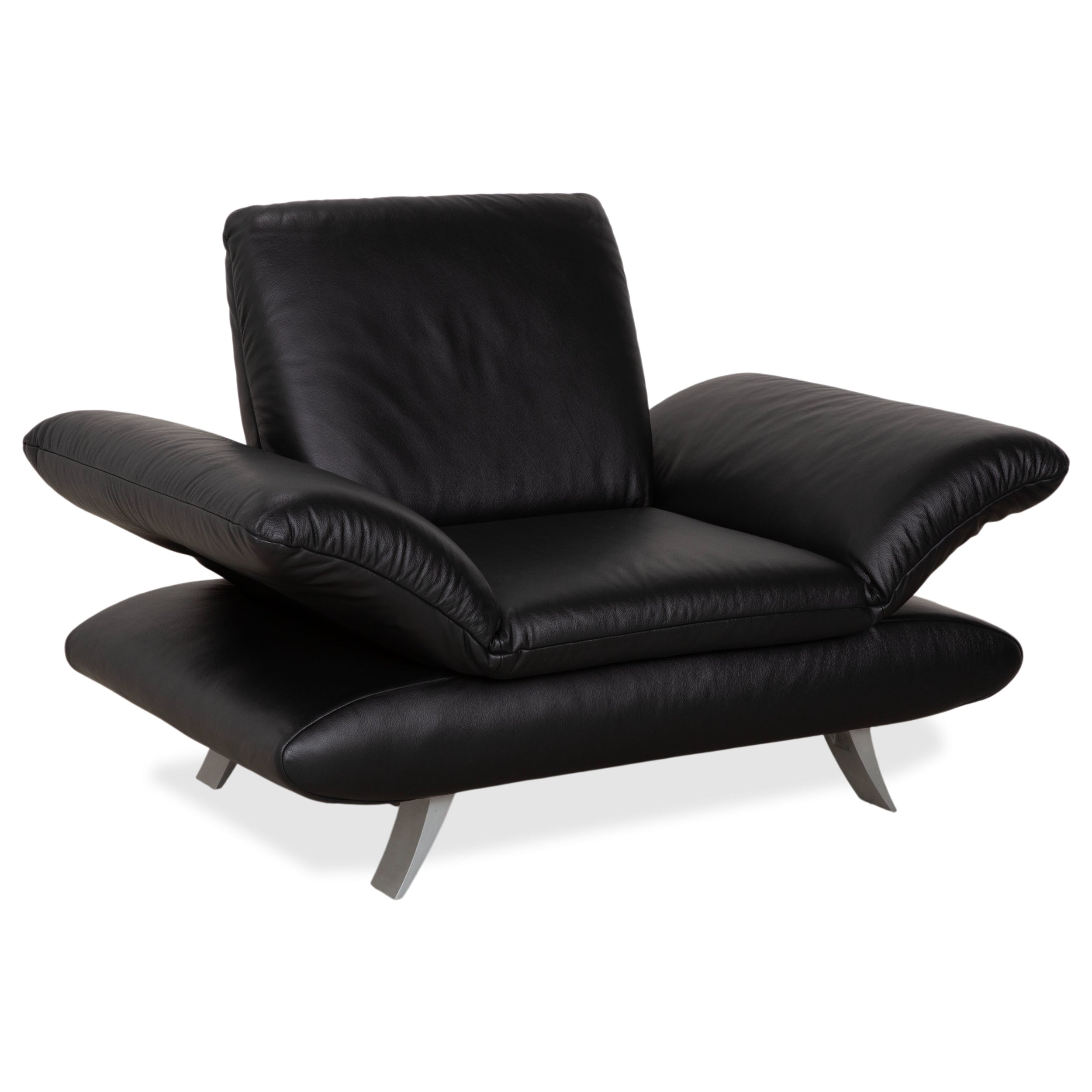 Koinor Rossini Black Leather Armchair Manual Function