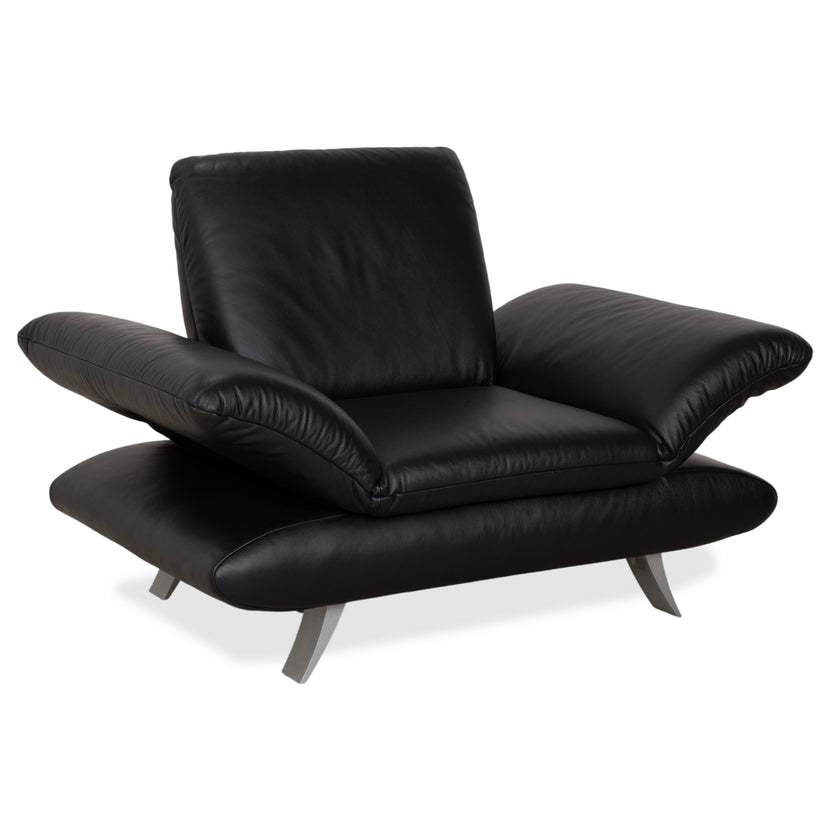 Koinor Rossini Black Leather Armchair Manual Function