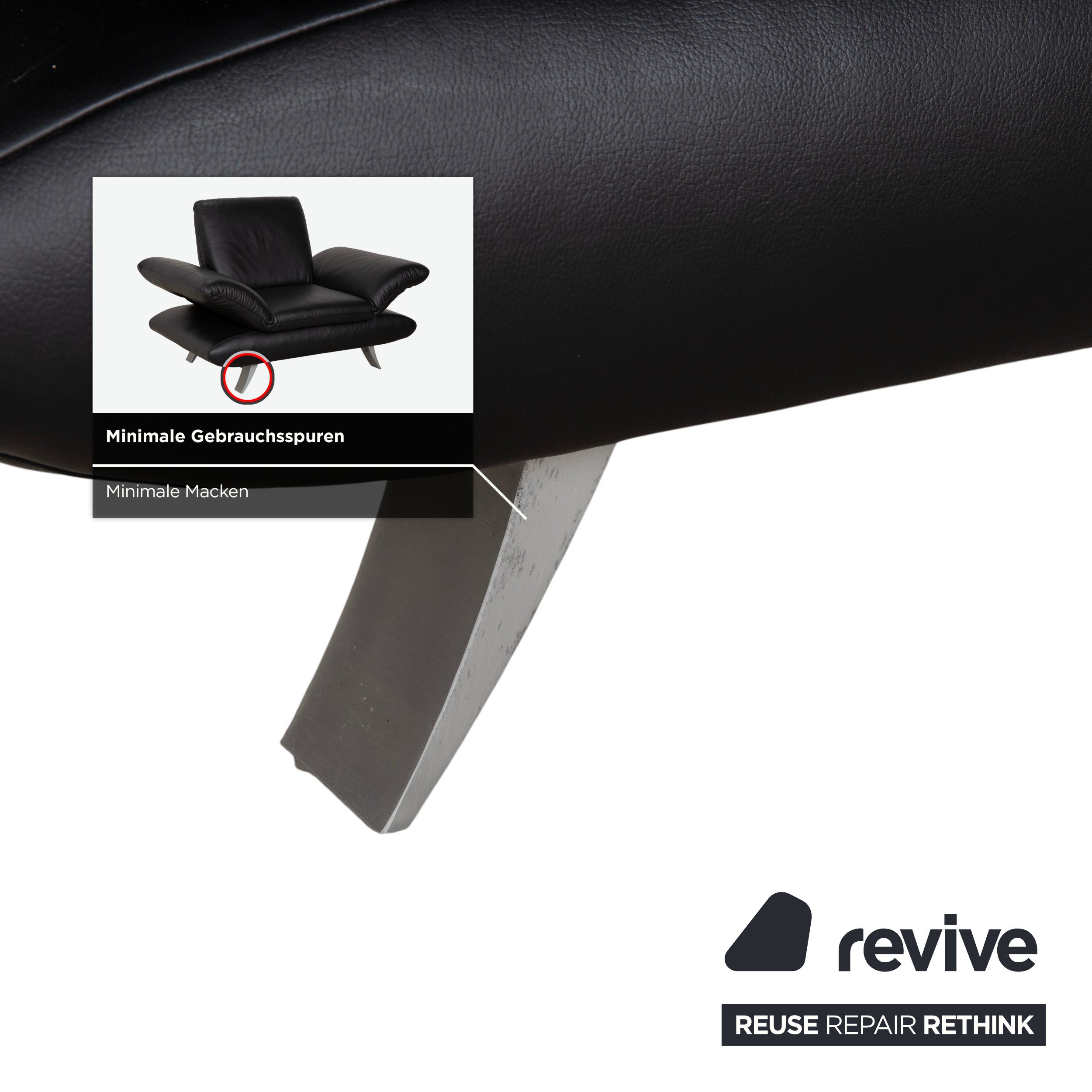 Koinor Rossini Black Leather Armchair Manual Function