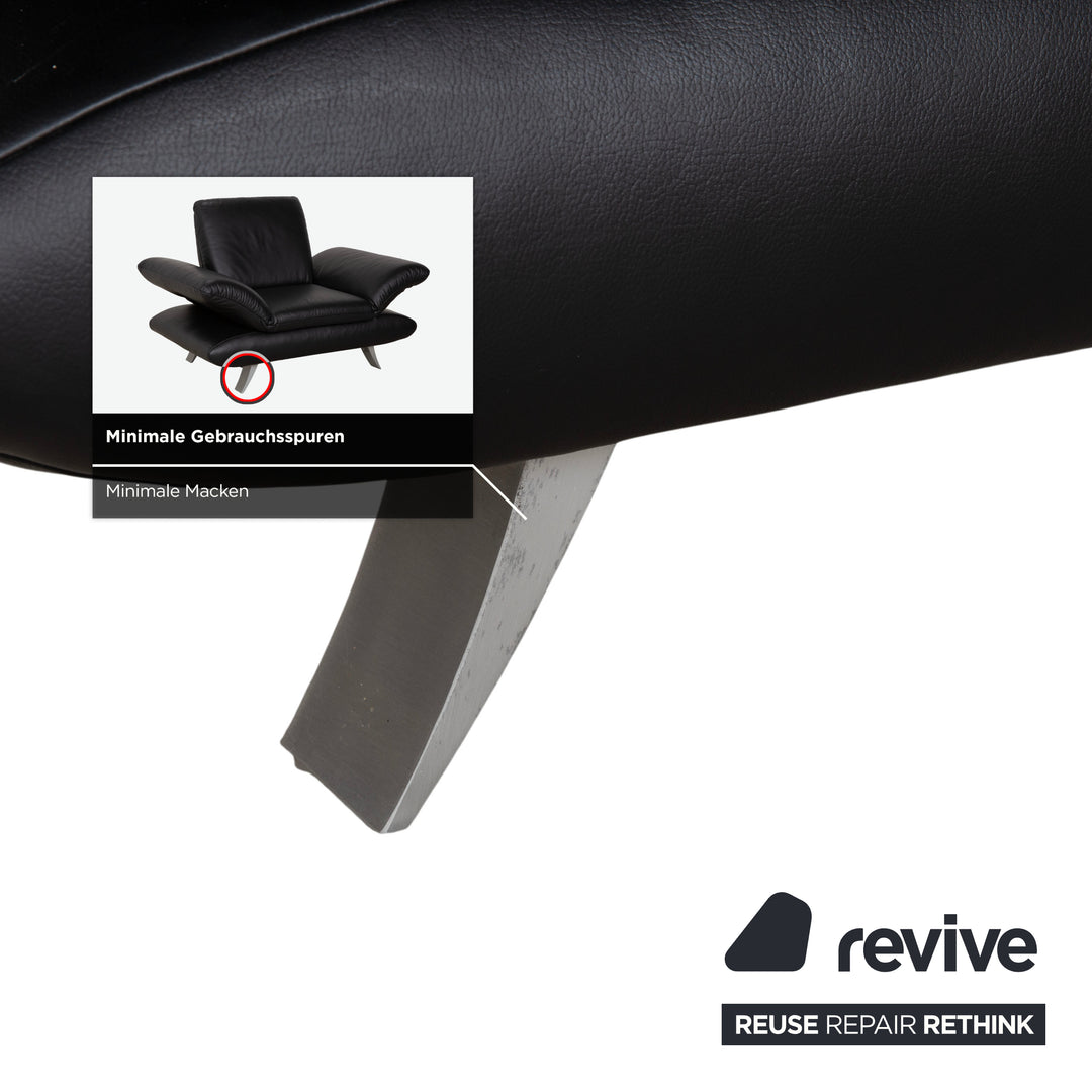 Fauteuil en cuir noir Koinor Rossini, fonction manuelle