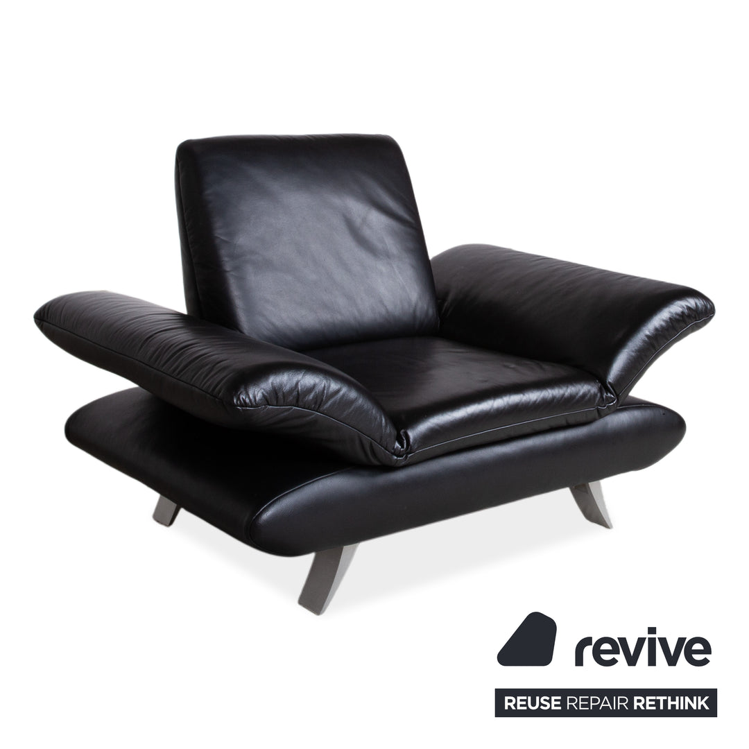 Fauteuil Koinor Rossini cuir noir fonction manuelle