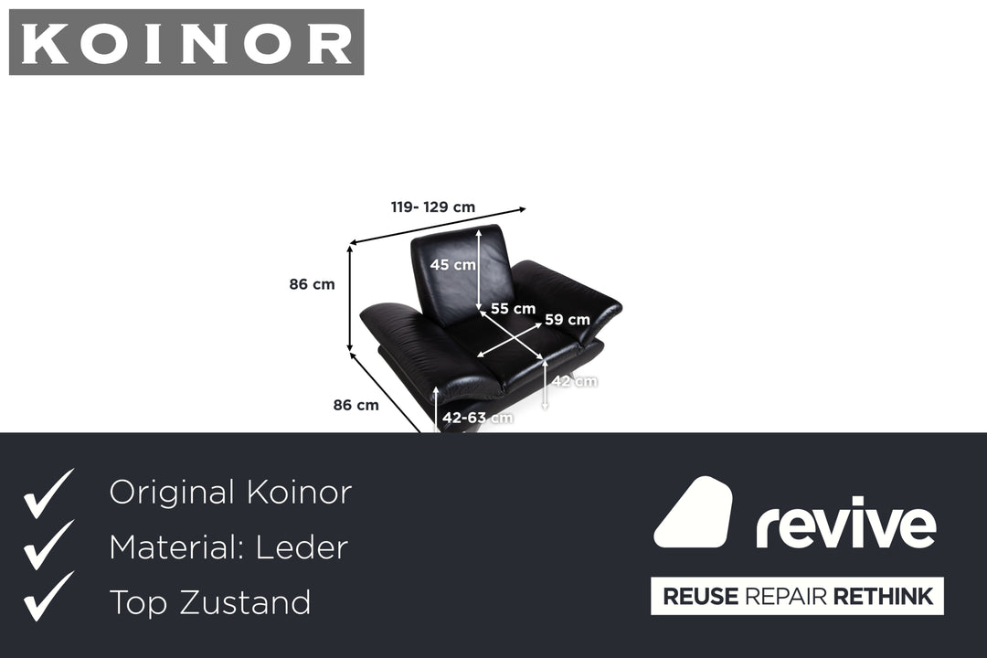 Koinor Rossini Leder Sessel Schwarz Manuelle Funktion