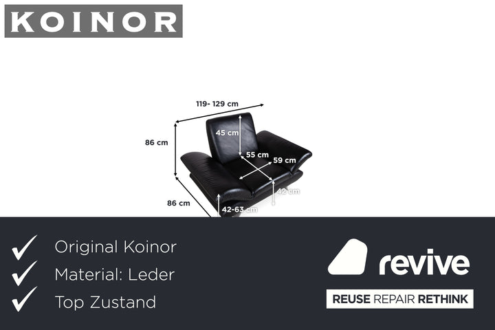 Koinor Rossini Leder Sessel Schwarz Manuelle Funktion