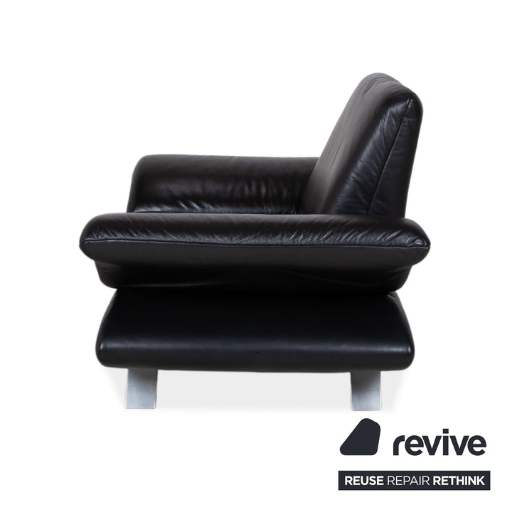 Fauteuil Koinor Rossini cuir noir fonction manuelle