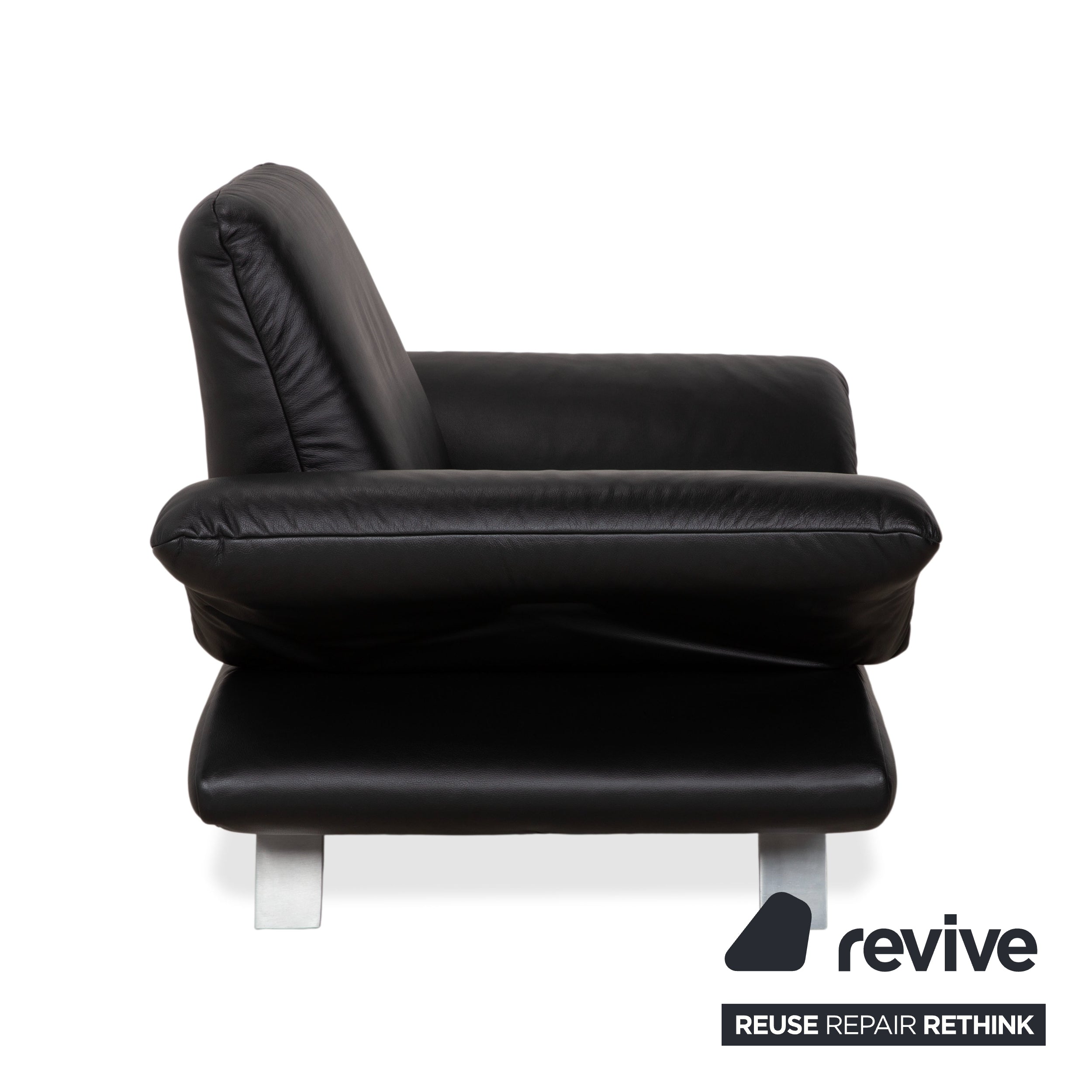 Koinor Rossini Black Leather Armchair Manual Function