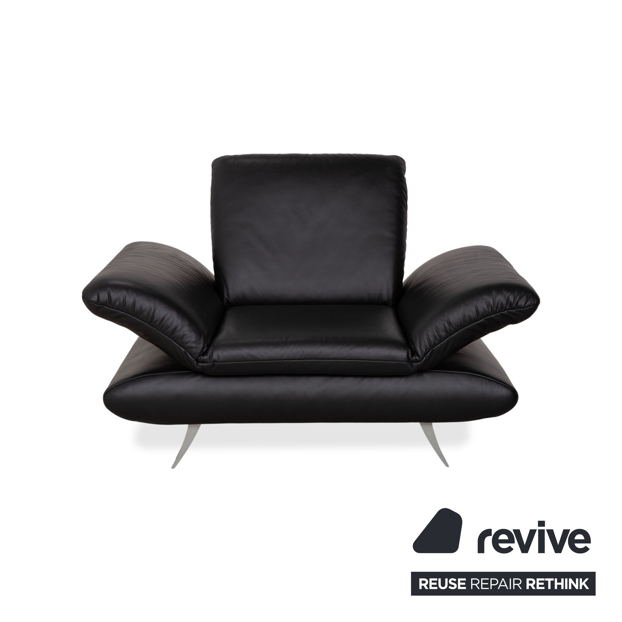 Koinor Rossini Black Leather Armchair Manual Function