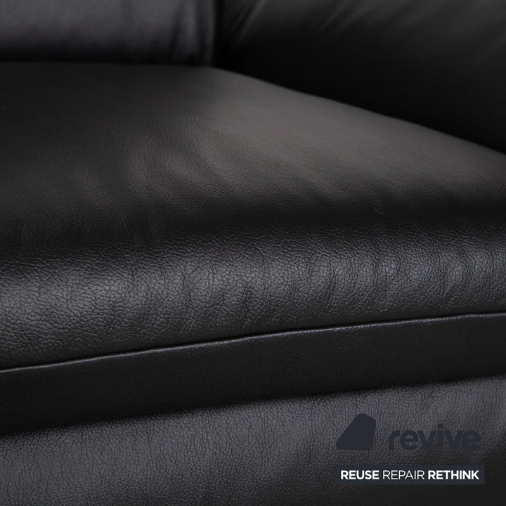 Fauteuil en cuir noir Koinor Rossini, fonction manuelle