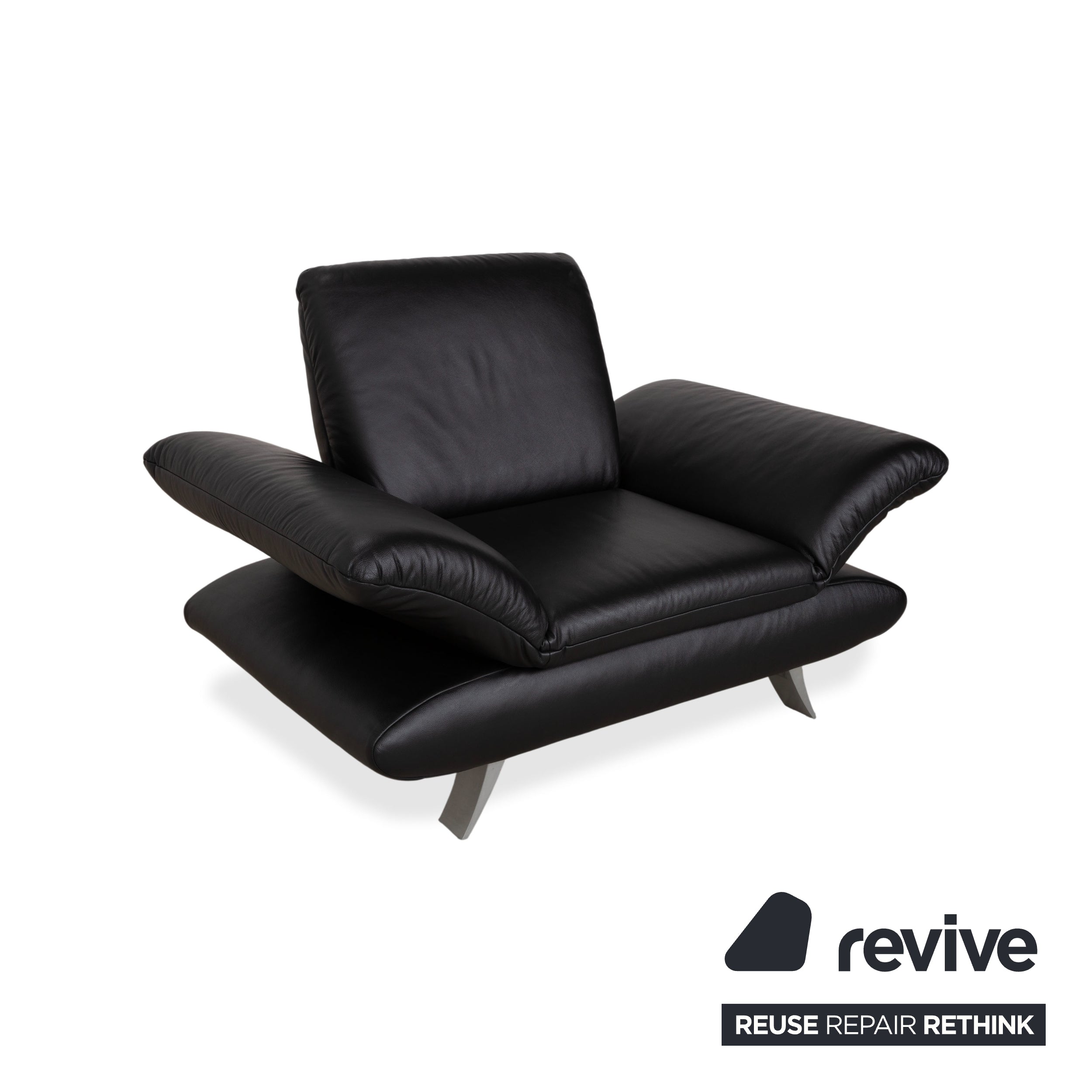 Koinor Rossini Black Leather Armchair Manual Function