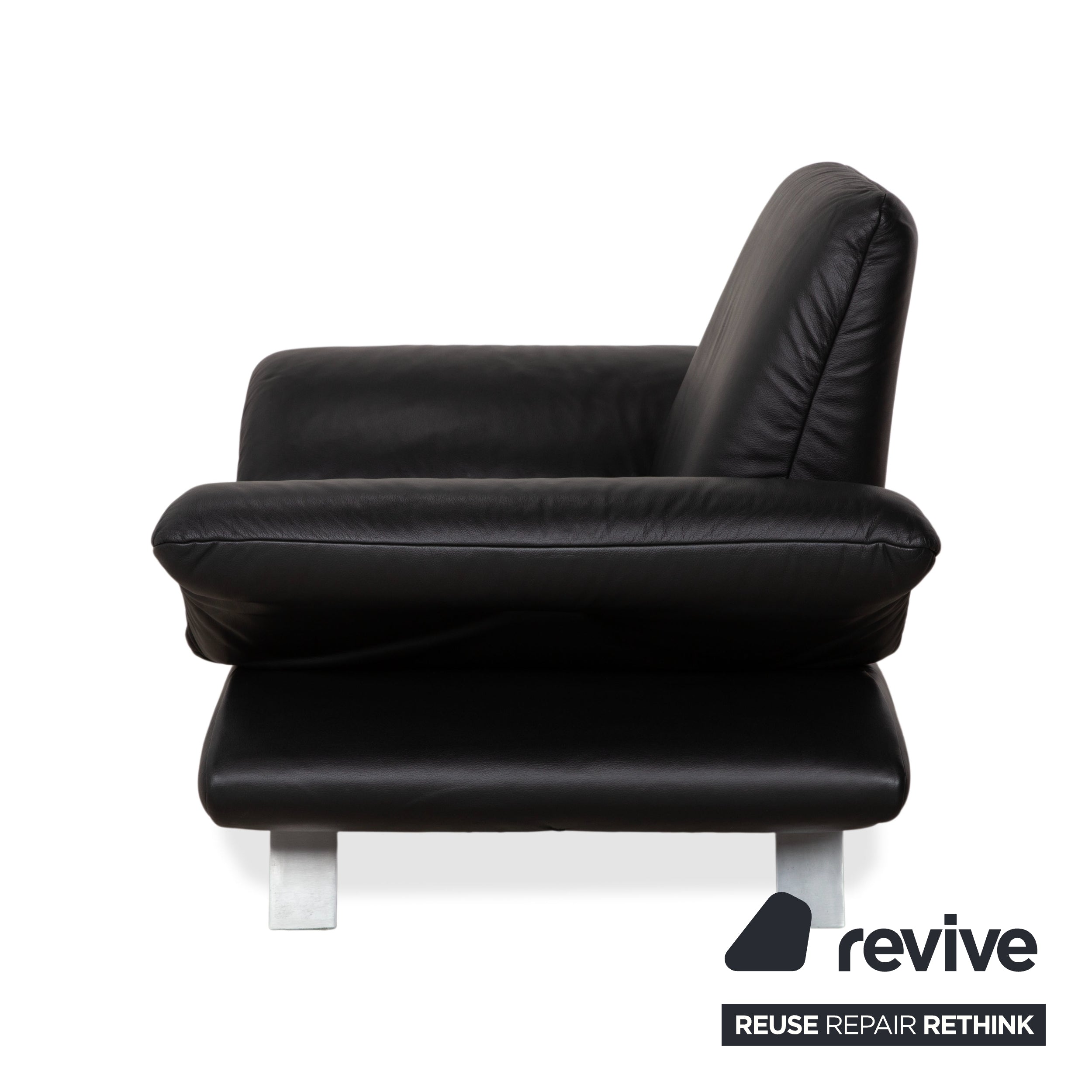 Koinor Rossini Black Leather Armchair Manual Function