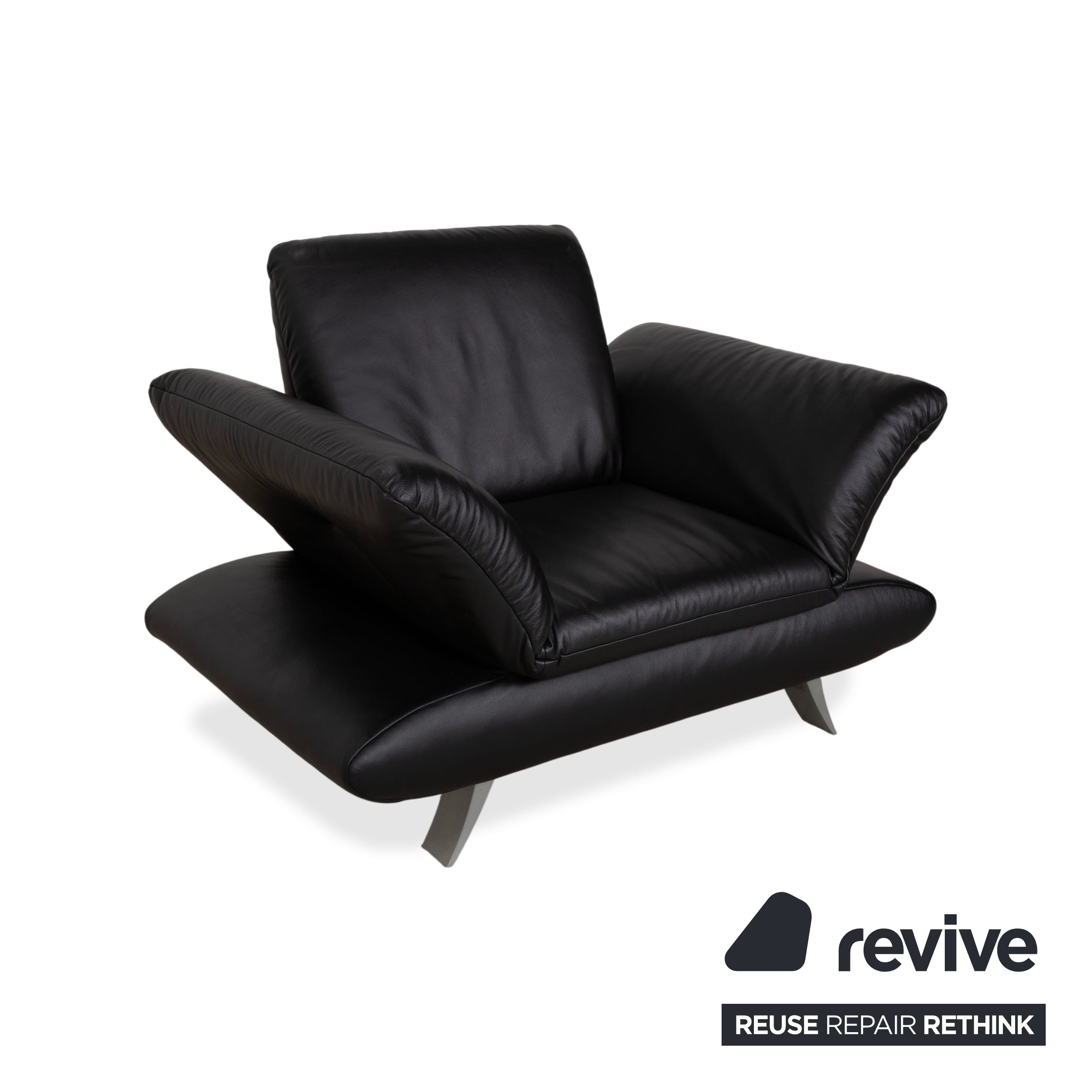 Koinor Rossini Black Leather Armchair Manual Function