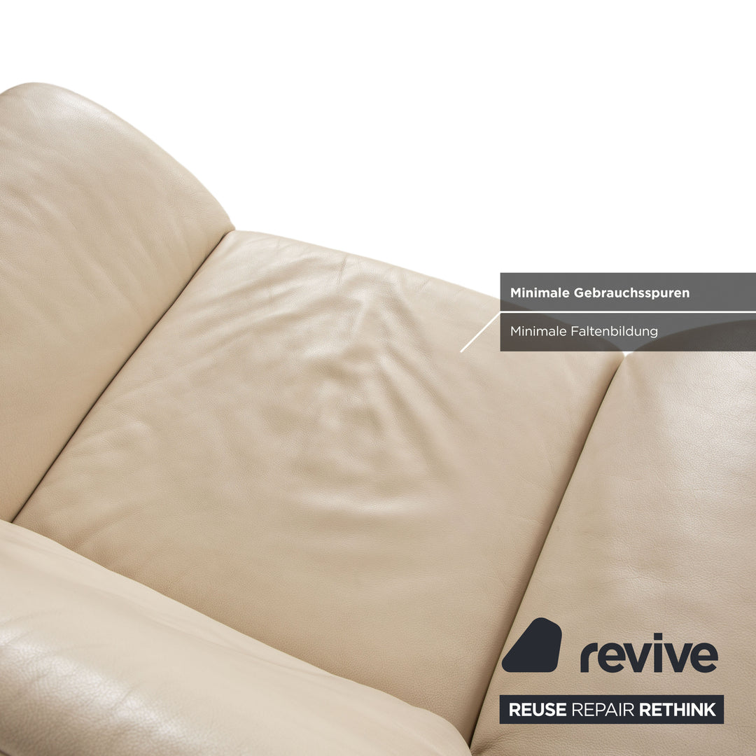 Koinor Rossini Leder Sessel und Hocker Creme Beige manuelle Funktion