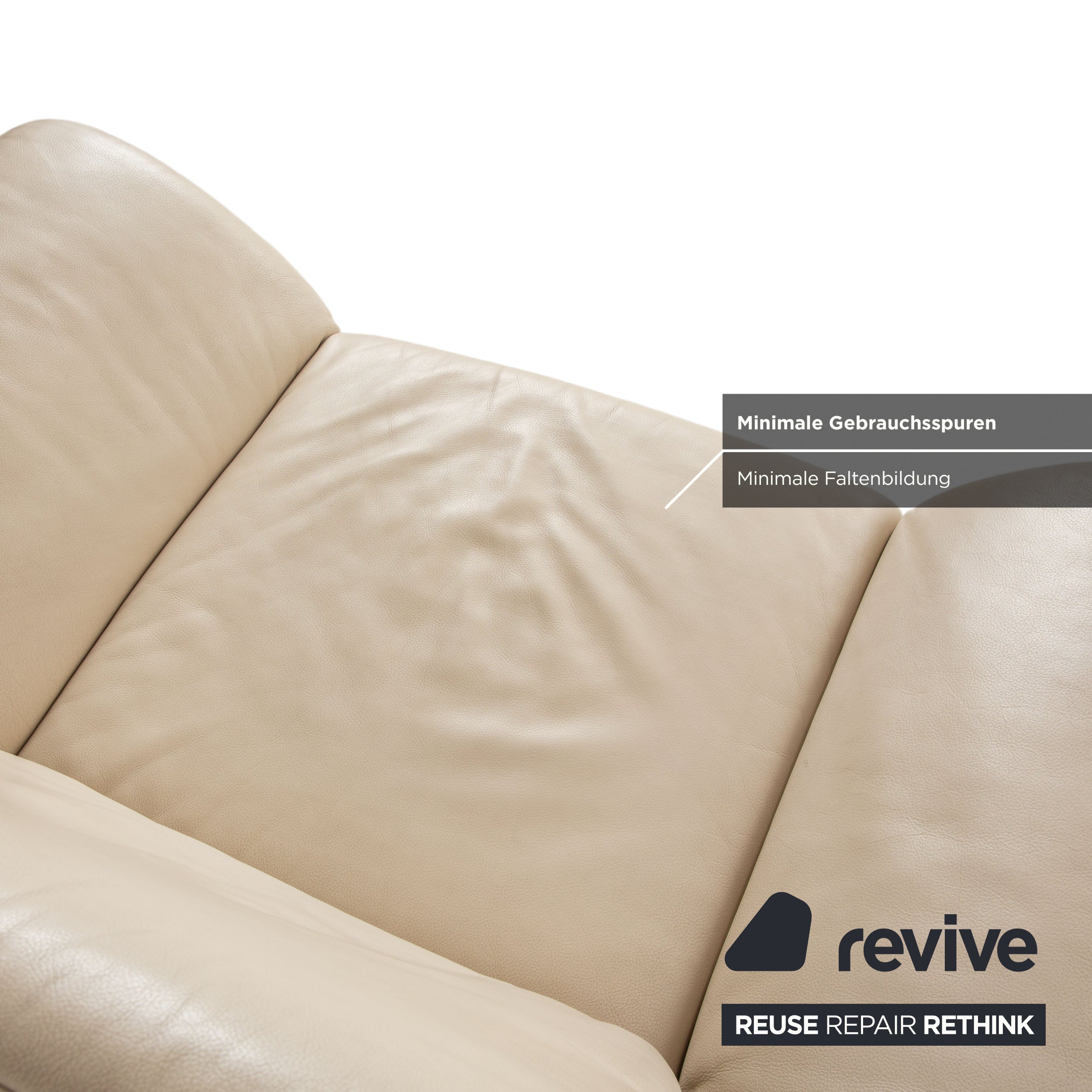 Koinor Rossini Leder Sessel und Hocker Creme Beige manuelle Funktion