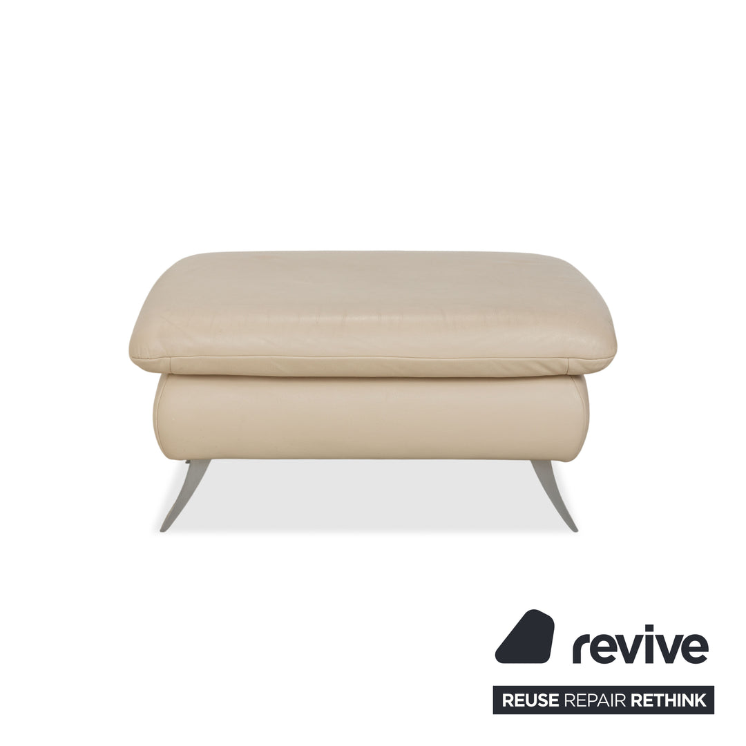 Koinor Rossini Leder Sessel und Hocker Creme Beige manuelle Funktion