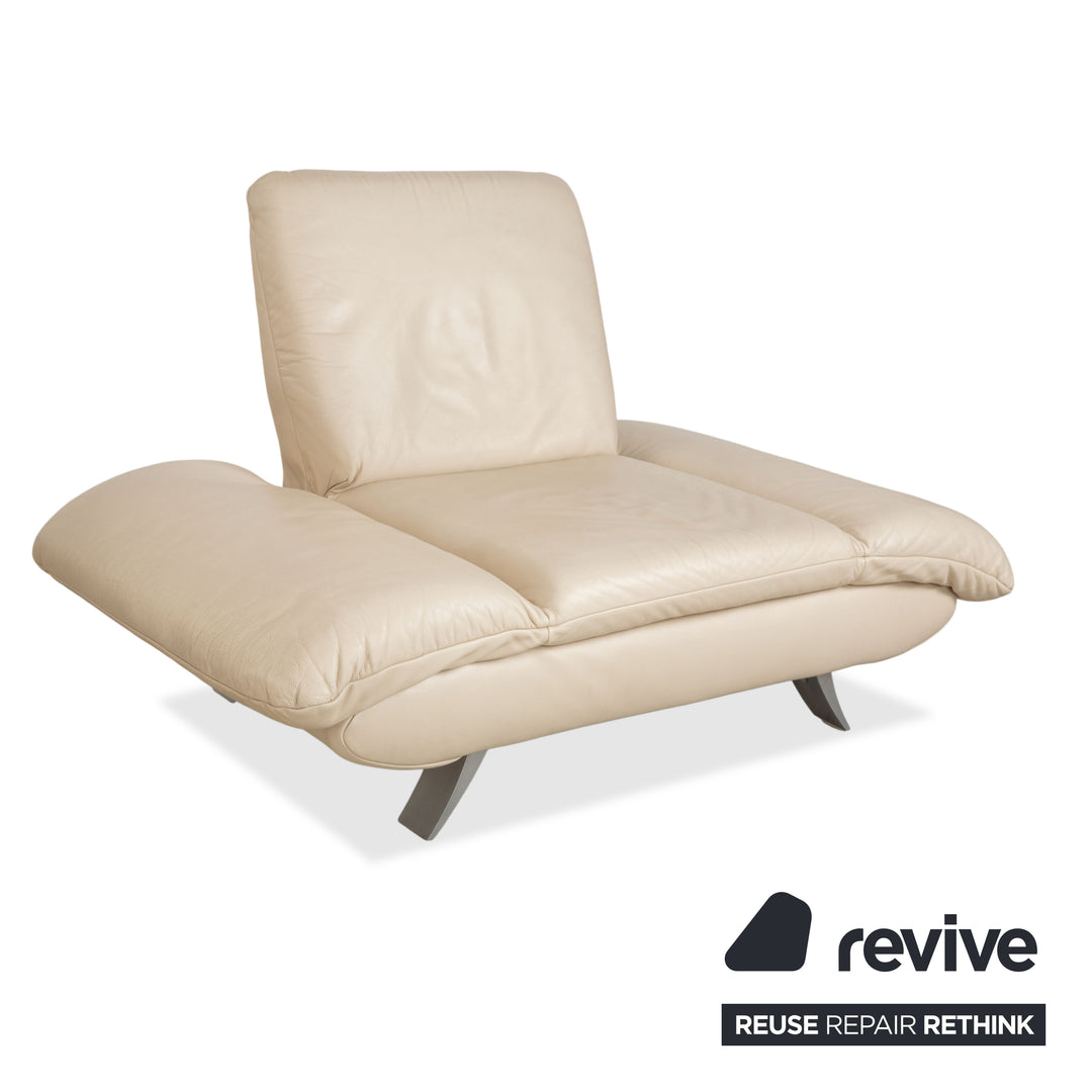 Koinor Rossini Leder Sessel und Hocker Creme Beige manuelle Funktion