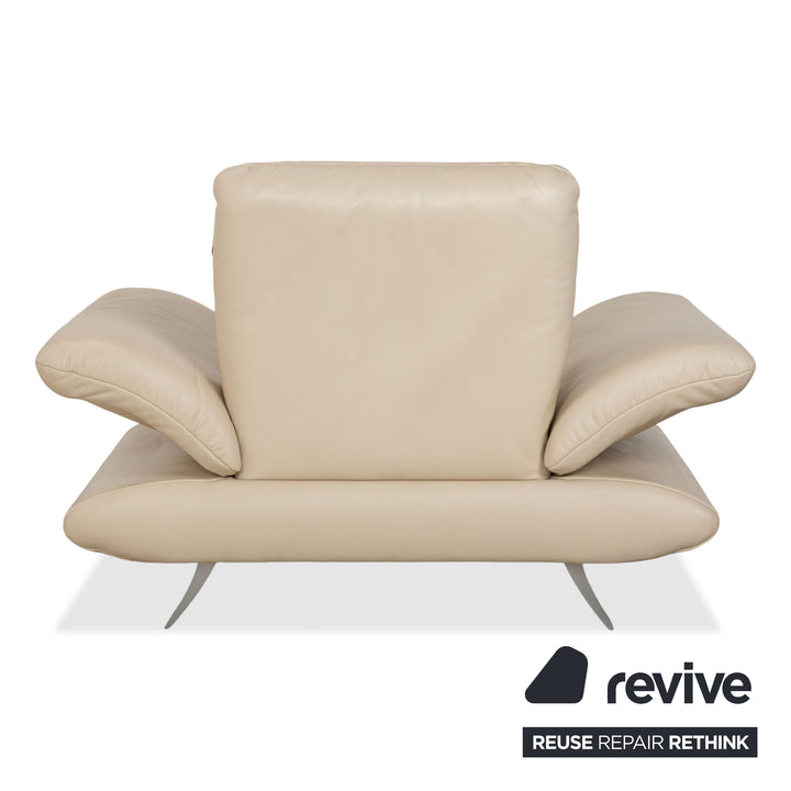 Koinor Rossini Leder Sessel und Hocker Creme Beige manuelle Funktion